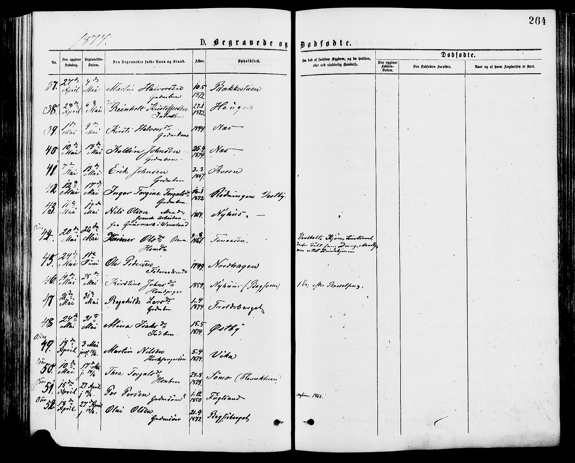 Trysil prestekontor, SAH/PREST-046/H/Ha/Haa/L0007: Parish register (official) no. 7, 1874-1880, p. 264