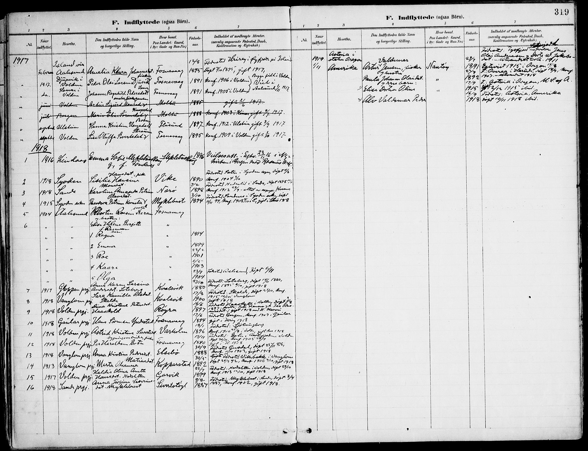 Ministerialprotokoller, klokkerbøker og fødselsregistre - Møre og Romsdal, SAT/A-1454/507/L0075: Parish register (official) no. 507A10, 1901-1920, p. 319