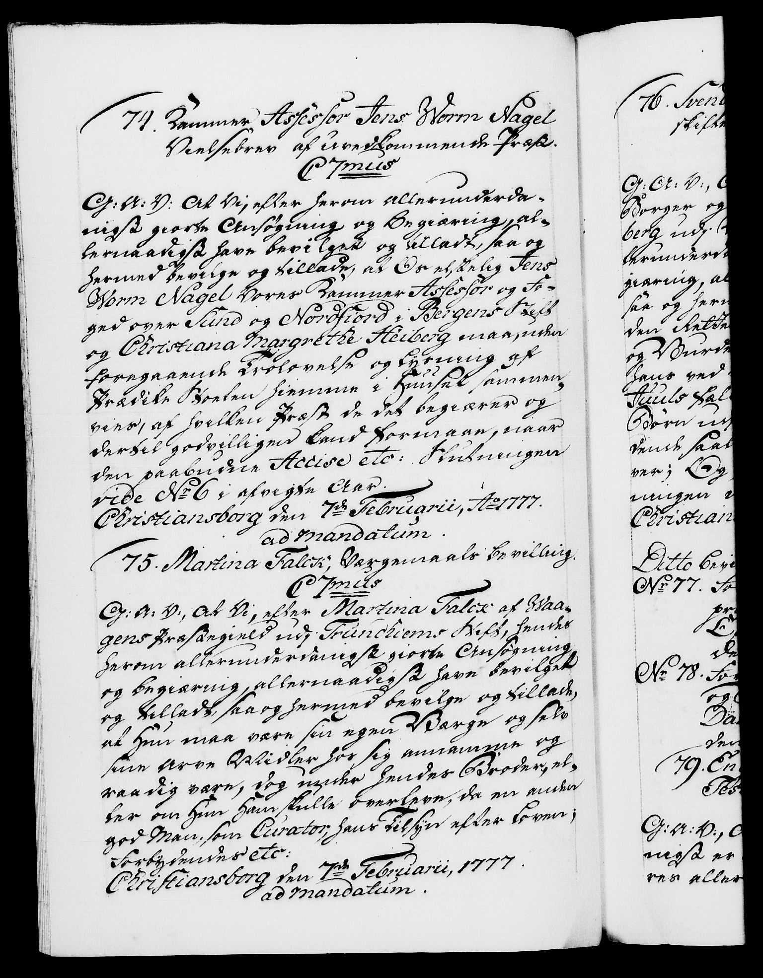 Danske Kanselli 1572-1799, AV/RA-EA-3023/F/Fc/Fca/Fcaa/L0047: Norske registre, 1776-1778, p. 412b