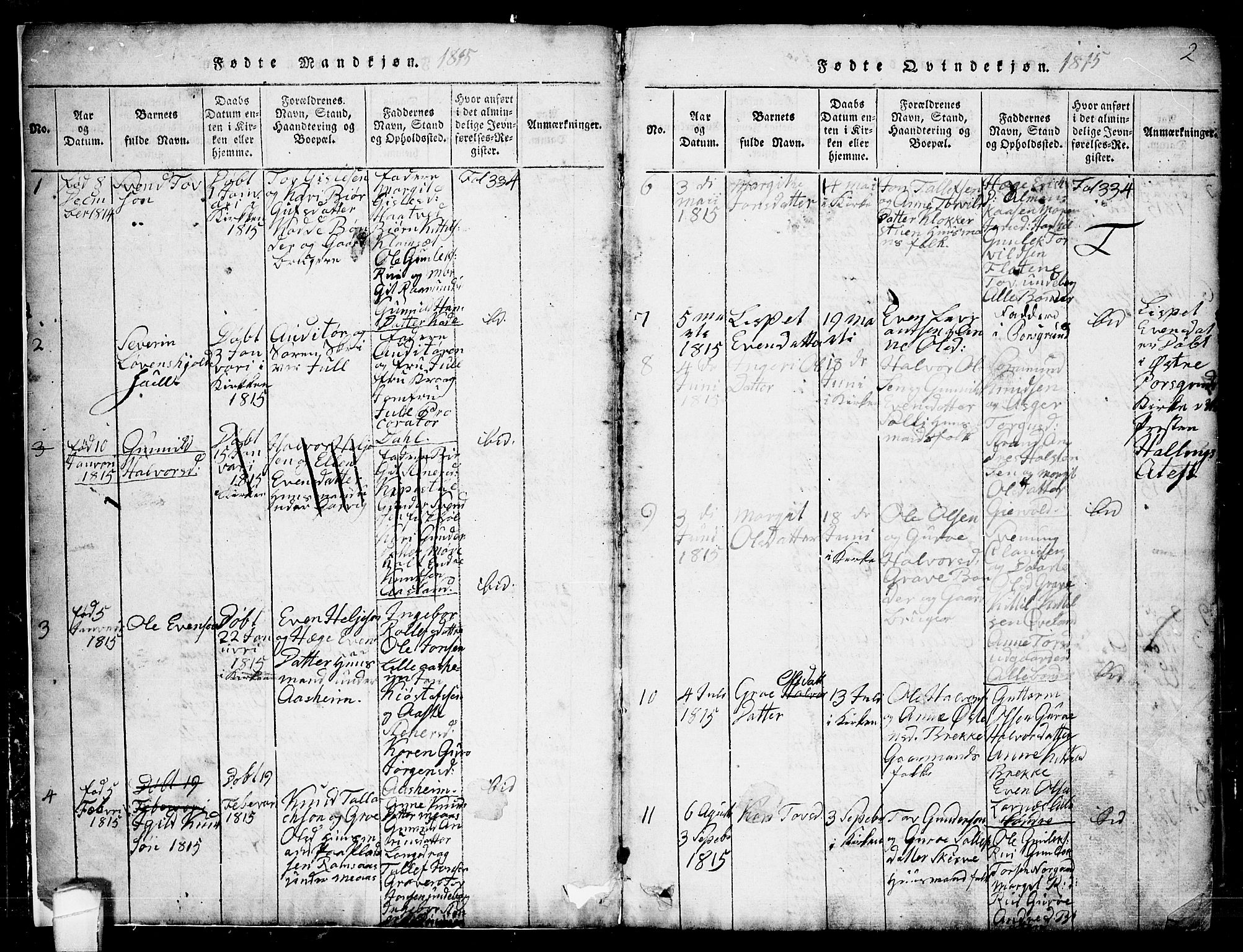 Seljord kirkebøker, SAKO/A-20/G/Ga/L0001: Parish register (copy) no. I 1, 1815-1854, p. 2