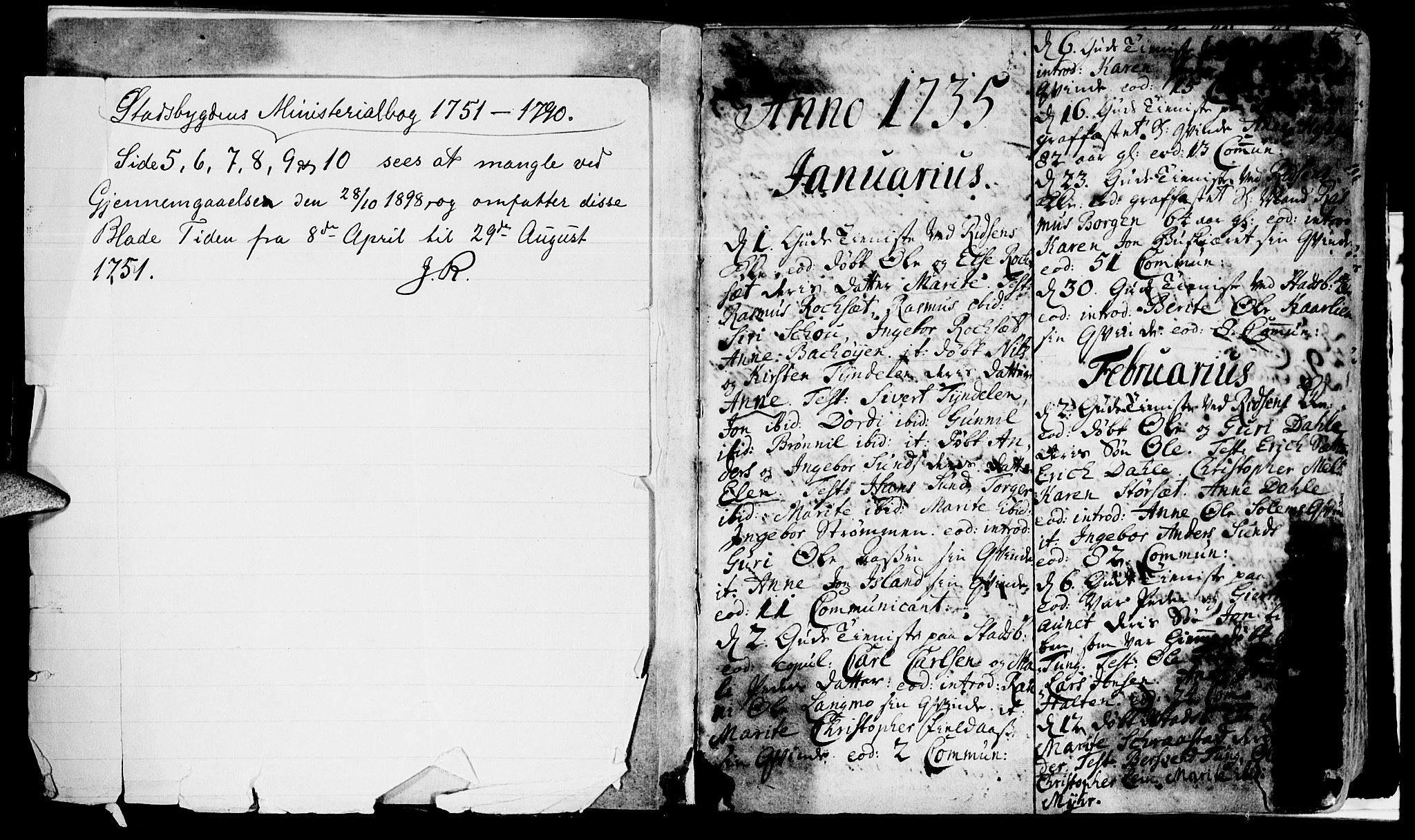Ministerialprotokoller, klokkerbøker og fødselsregistre - Sør-Trøndelag, SAT/A-1456/646/L0604: Parish register (official) no. 646A02, 1735-1750, p. 0-1