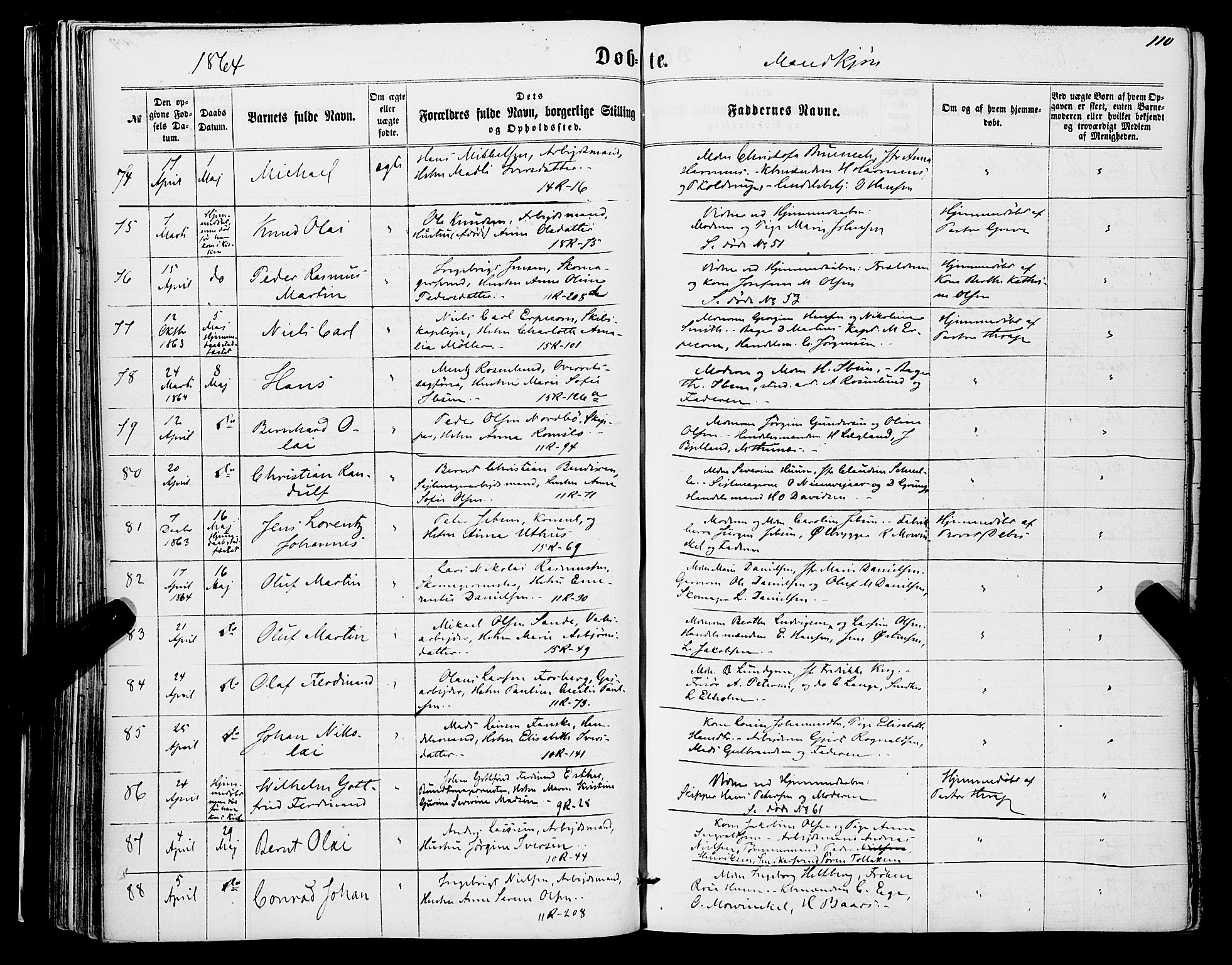 Domkirken sokneprestembete, SAB/A-74801/H/Haa/L0021: Parish register (official) no. B 4, 1859-1871, p. 110
