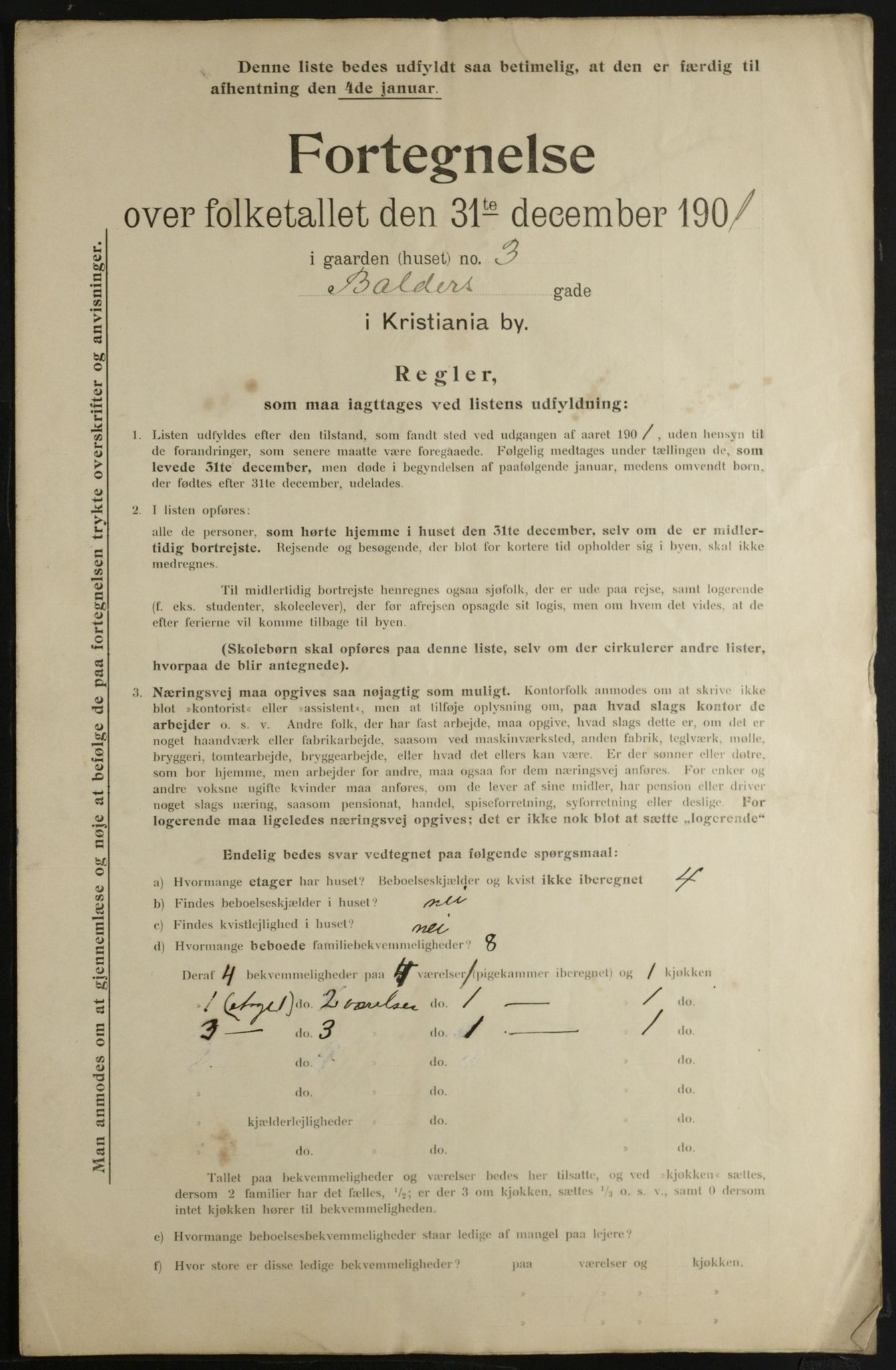 OBA, Municipal Census 1901 for Kristiania, 1901, p. 602