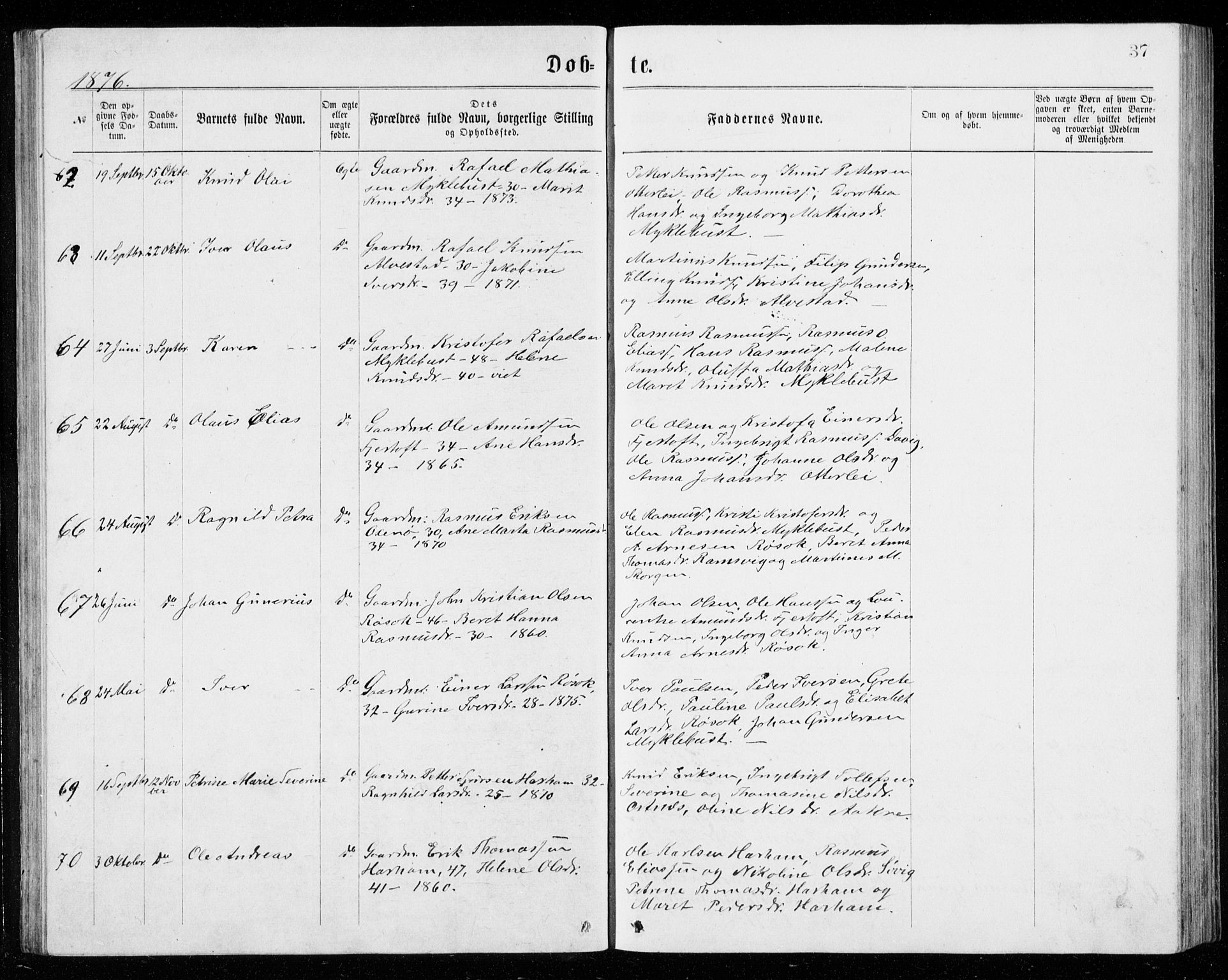 Ministerialprotokoller, klokkerbøker og fødselsregistre - Møre og Romsdal, AV/SAT-A-1454/536/L0509: Parish register (copy) no. 536C04, 1871-1881, p. 37