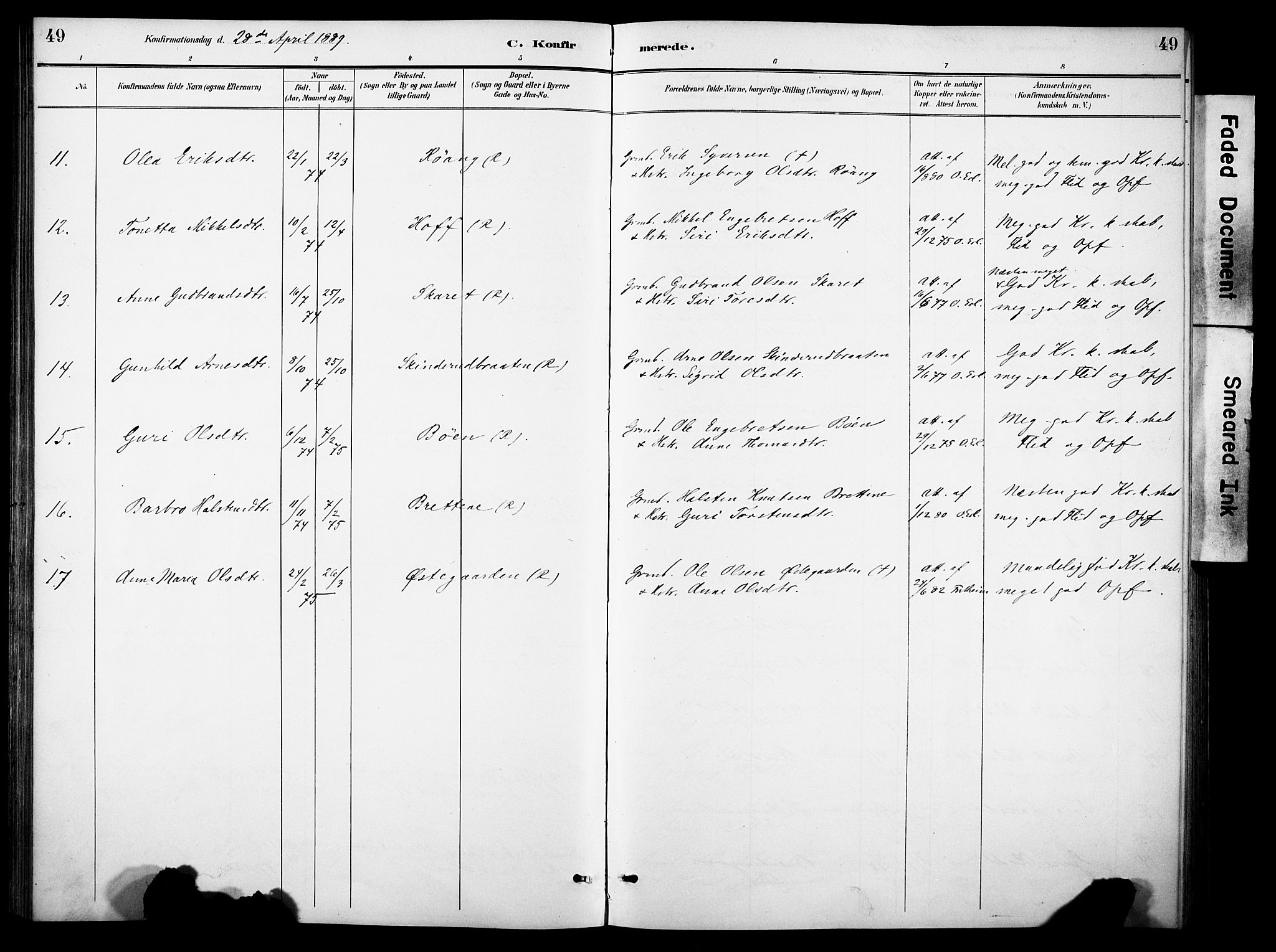 Sør-Aurdal prestekontor, SAH/PREST-128/H/Ha/Haa/L0010: Parish register (official) no. 10, 1886-1906, p. 49