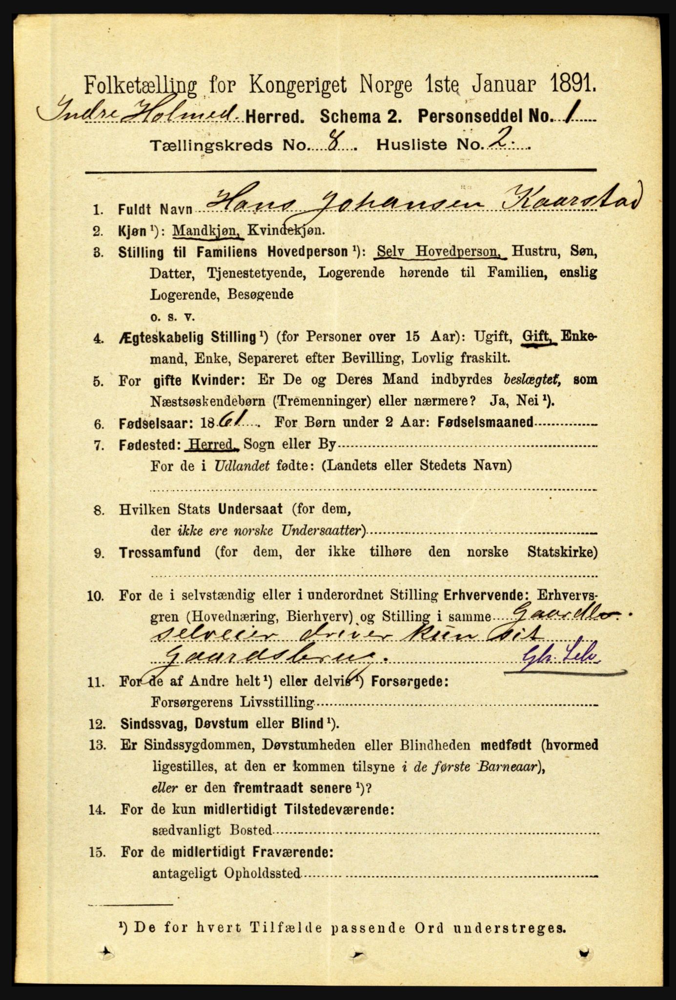 RA, 1891 census for 1430 Indre Holmedal, 1891, p. 3403