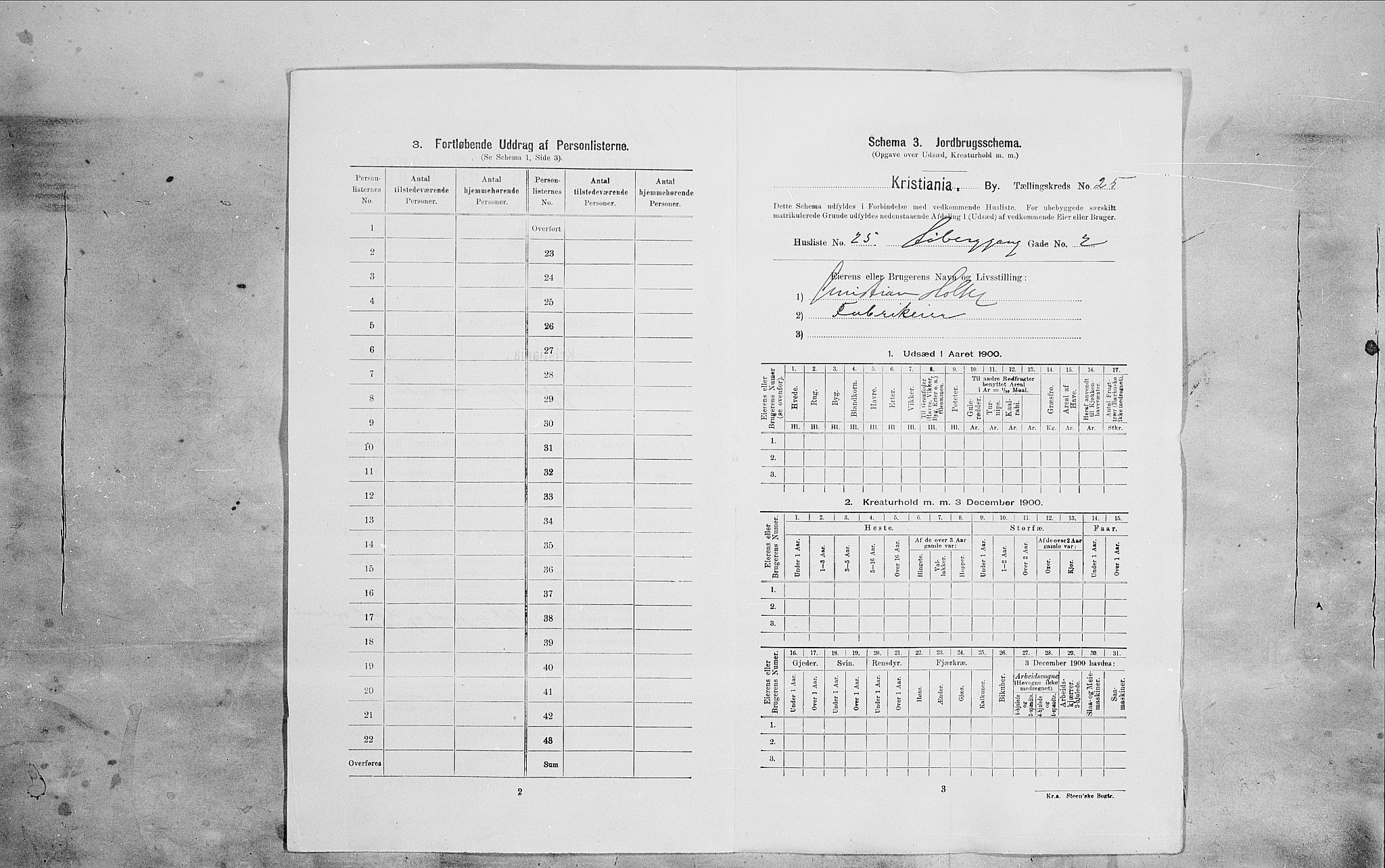 SAO, 1900 census for Kristiania, 1900, p. 95234