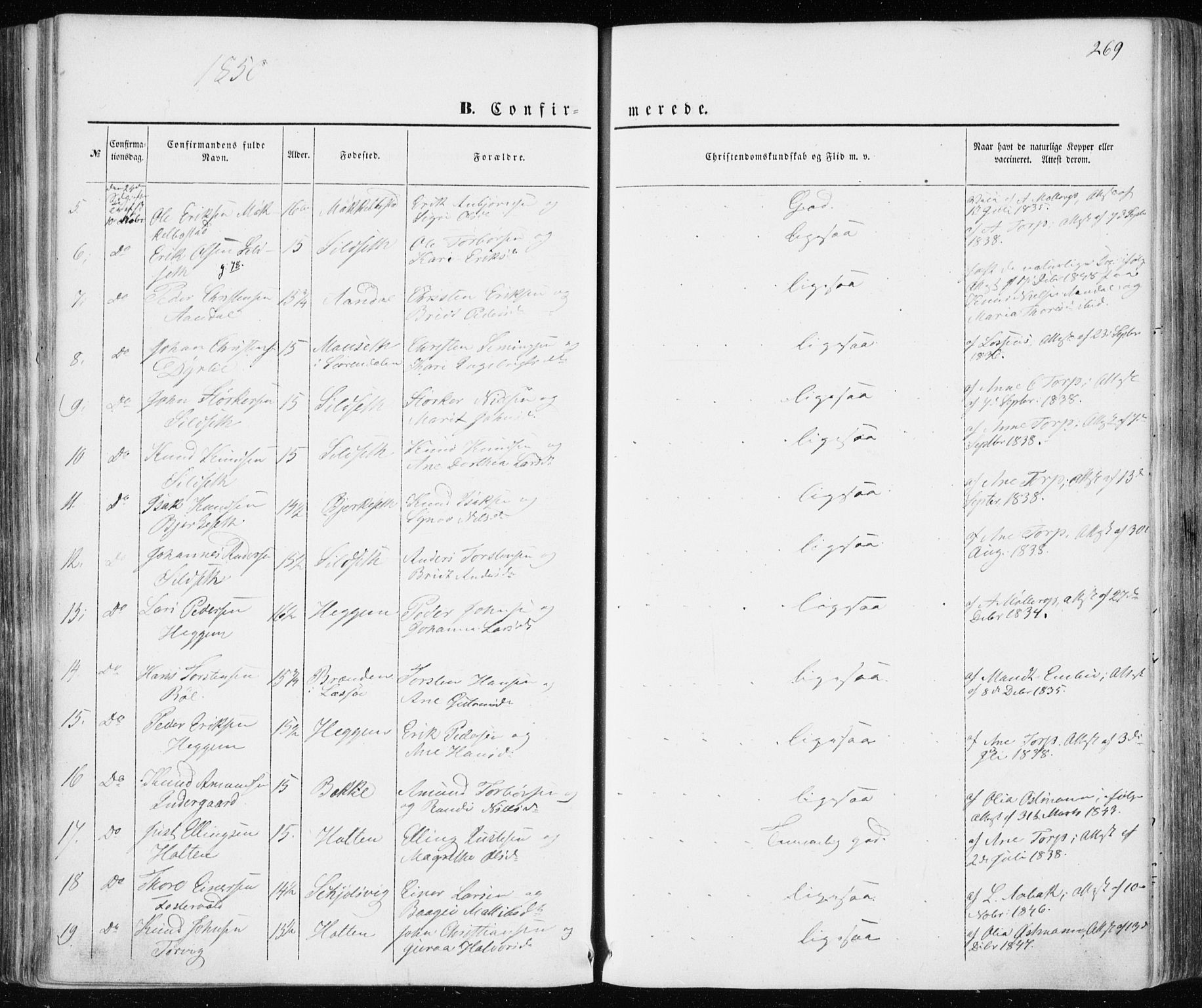 Ministerialprotokoller, klokkerbøker og fødselsregistre - Møre og Romsdal, AV/SAT-A-1454/586/L0984: Parish register (official) no. 586A10, 1844-1856, p. 269