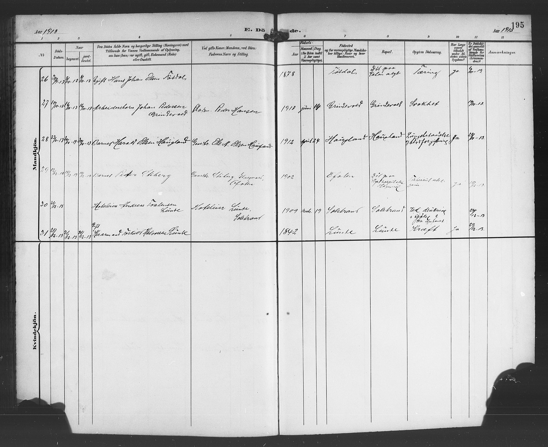 Os sokneprestembete, AV/SAB-A-99929: Parish register (copy) no. A 3, 1897-1913, p. 195