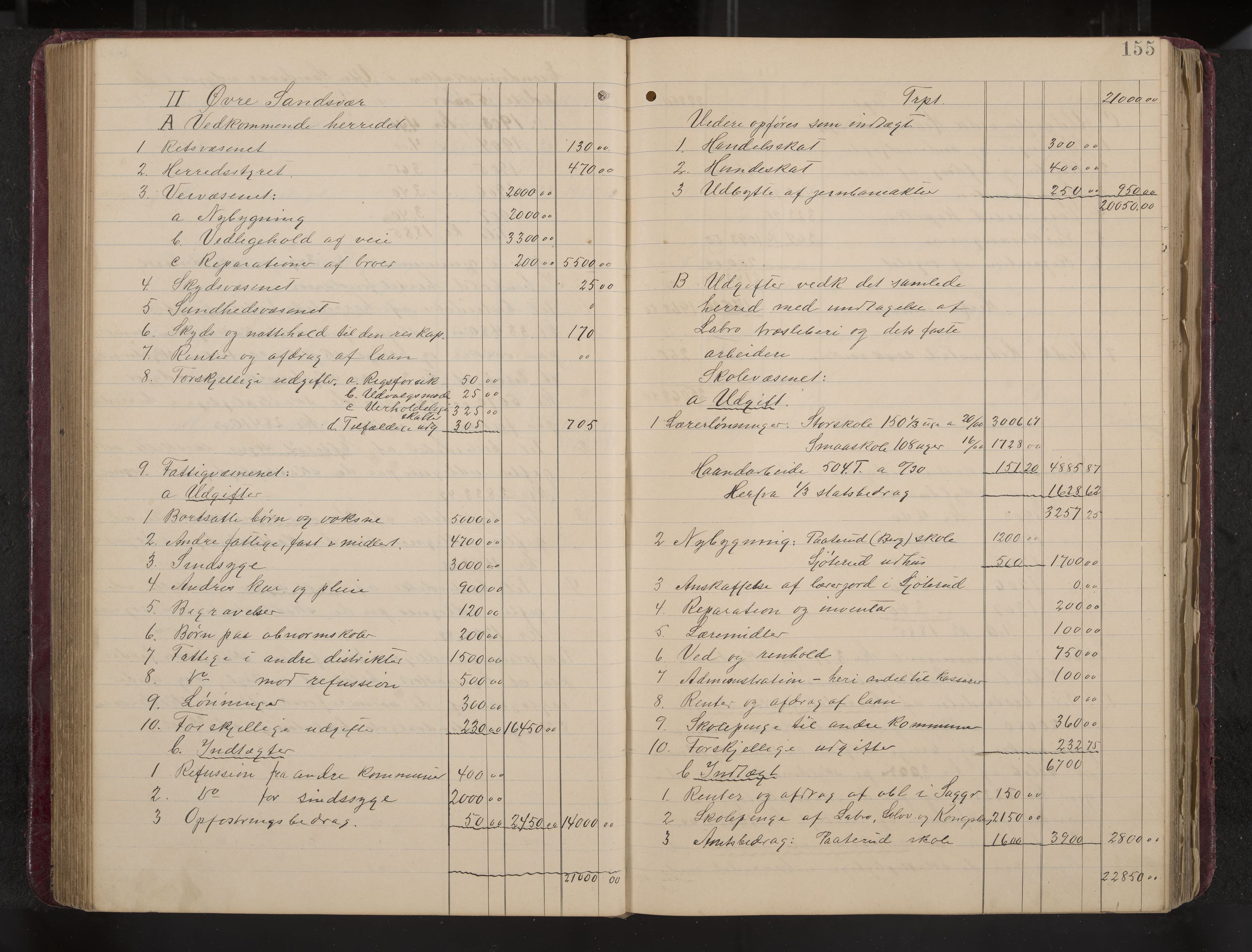 Ytre Sandsvær formannskap og sentraladministrasjon, IKAK/0629021/A/Aa/L0001: Møtebok med register, 1902-1919, p. 155