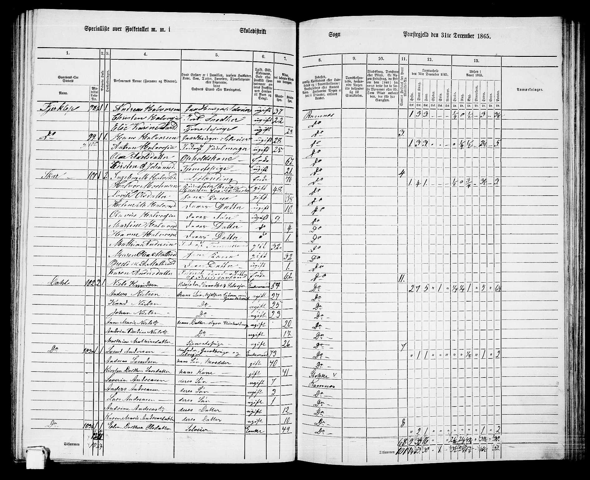 RA, 1865 census for Ramnes, 1865, p. 73