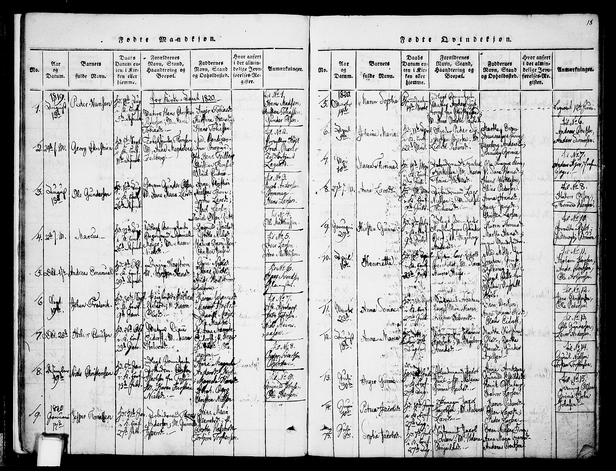 Skien kirkebøker, SAKO/A-302/F/Fa/L0005: Parish register (official) no. 5, 1814-1843, p. 18