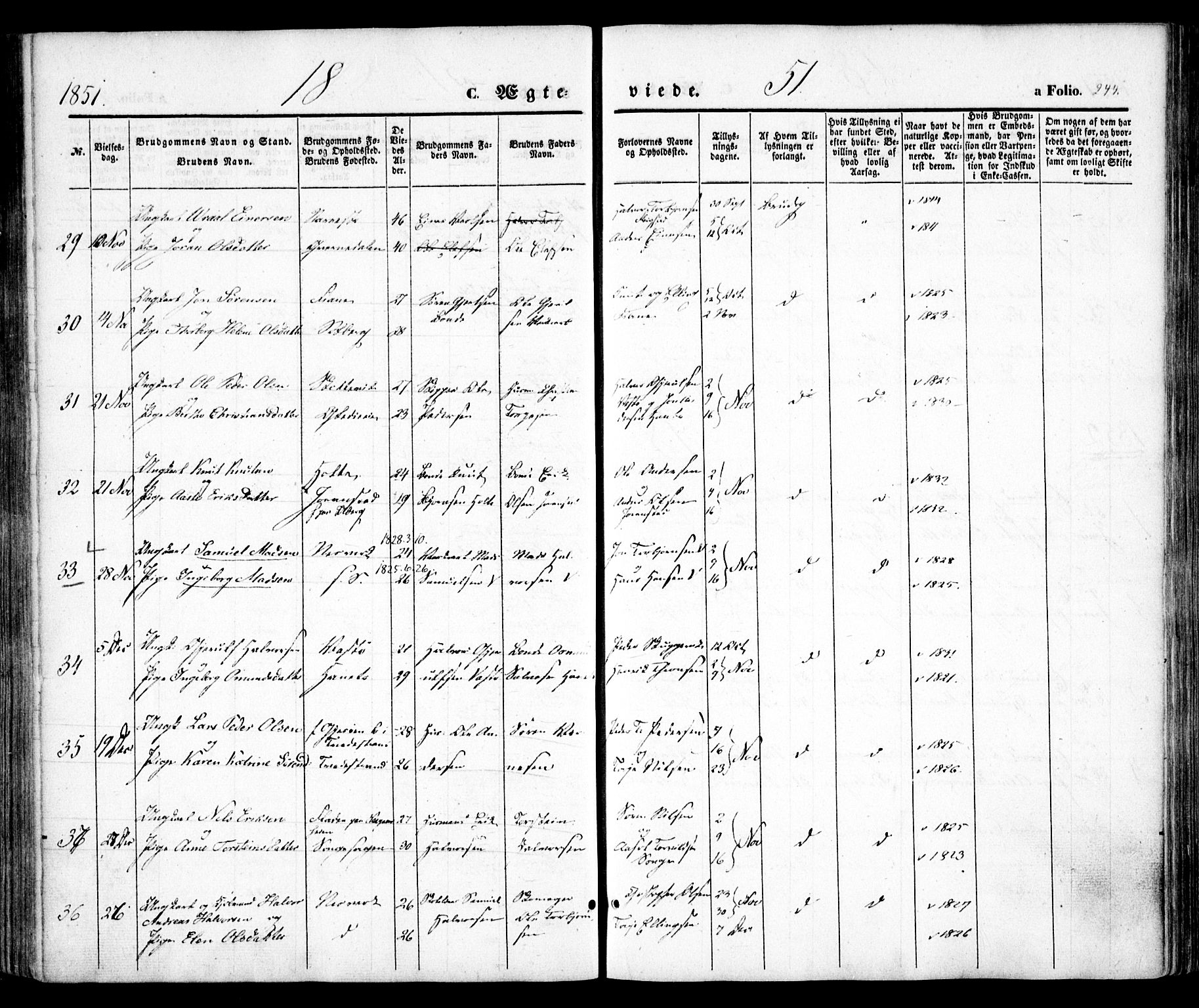 Holt sokneprestkontor, AV/SAK-1111-0021/F/Fa/L0008: Parish register (official) no. A 8, 1849-1860, p. 244