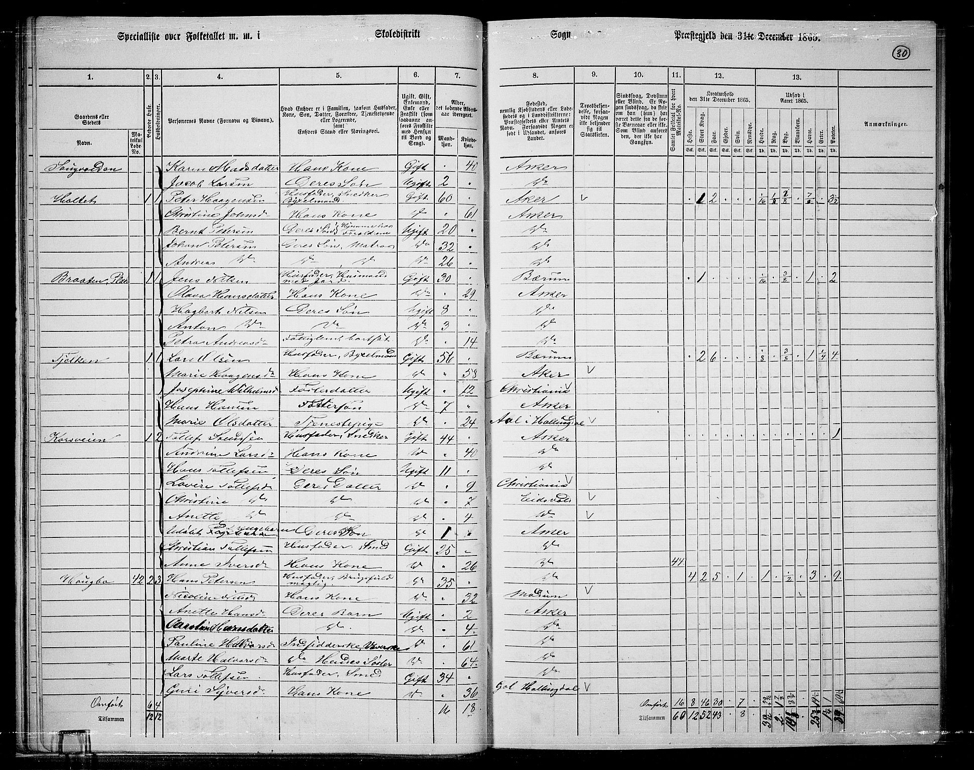 RA, 1865 census for Asker, 1865, p. 32