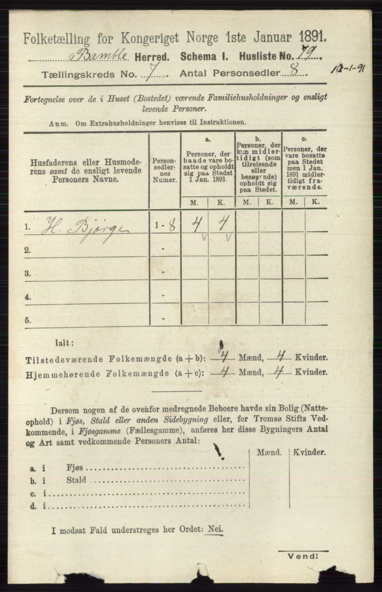 RA, 1891 census for 0814 Bamble, 1891, p. 2981