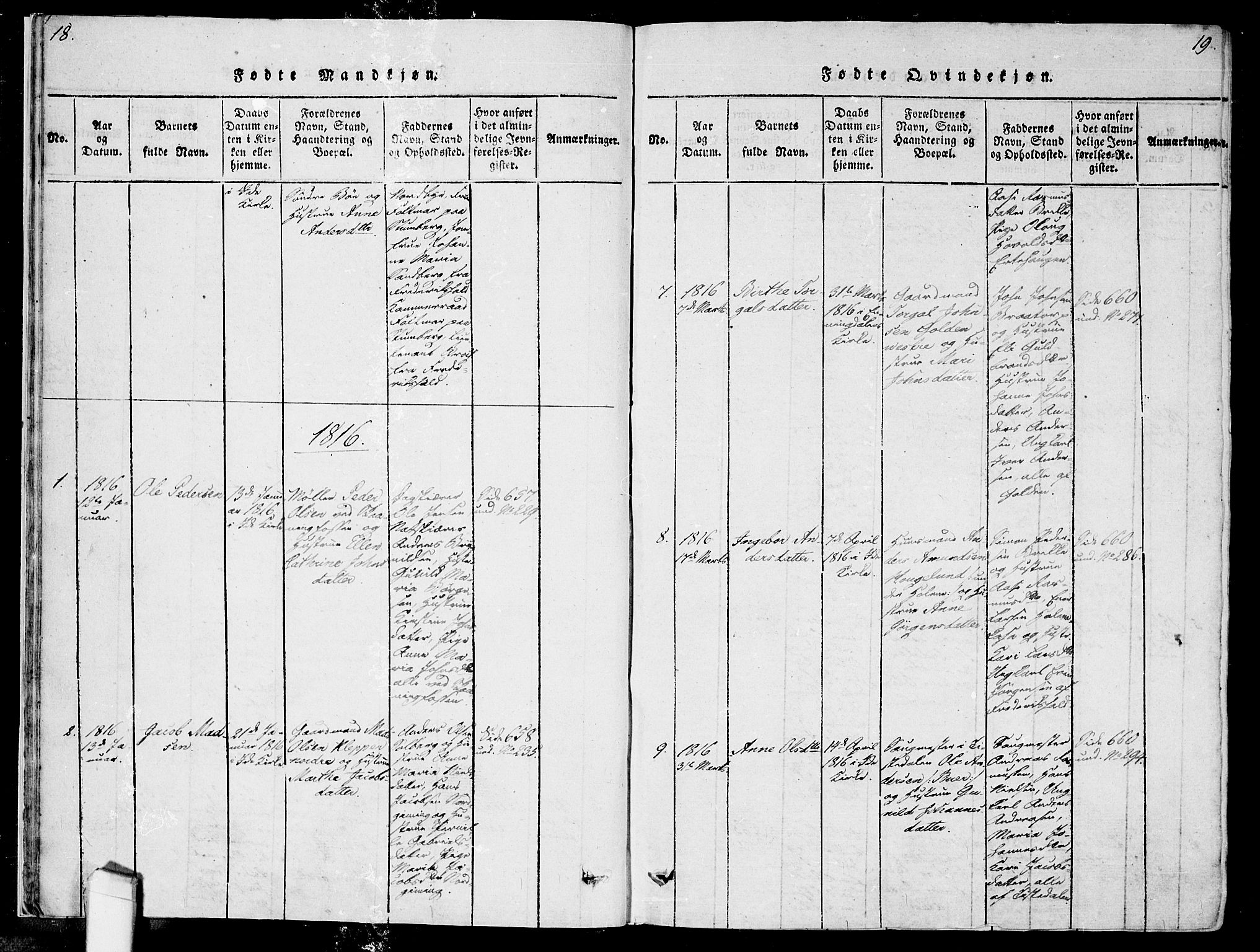 Idd prestekontor Kirkebøker, AV/SAO-A-10911/F/Fc/L0002: Parish register (official) no. III 2, 1815-1831, p. 18-19