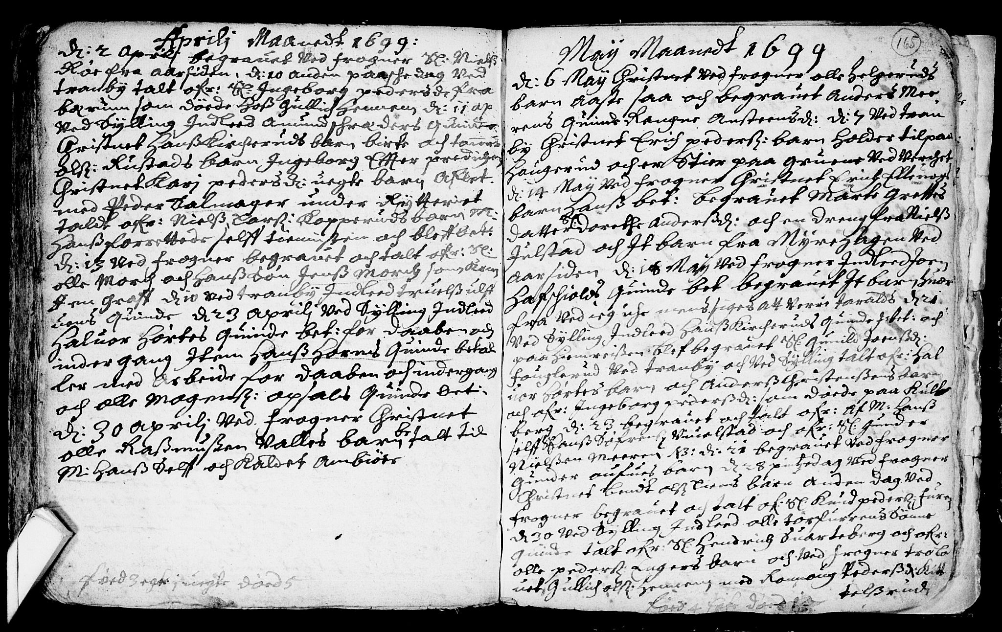 Lier kirkebøker, AV/SAKO-A-230/F/Fa/L0001: Parish register (official) no. I 1, 1672-1701, p. 165