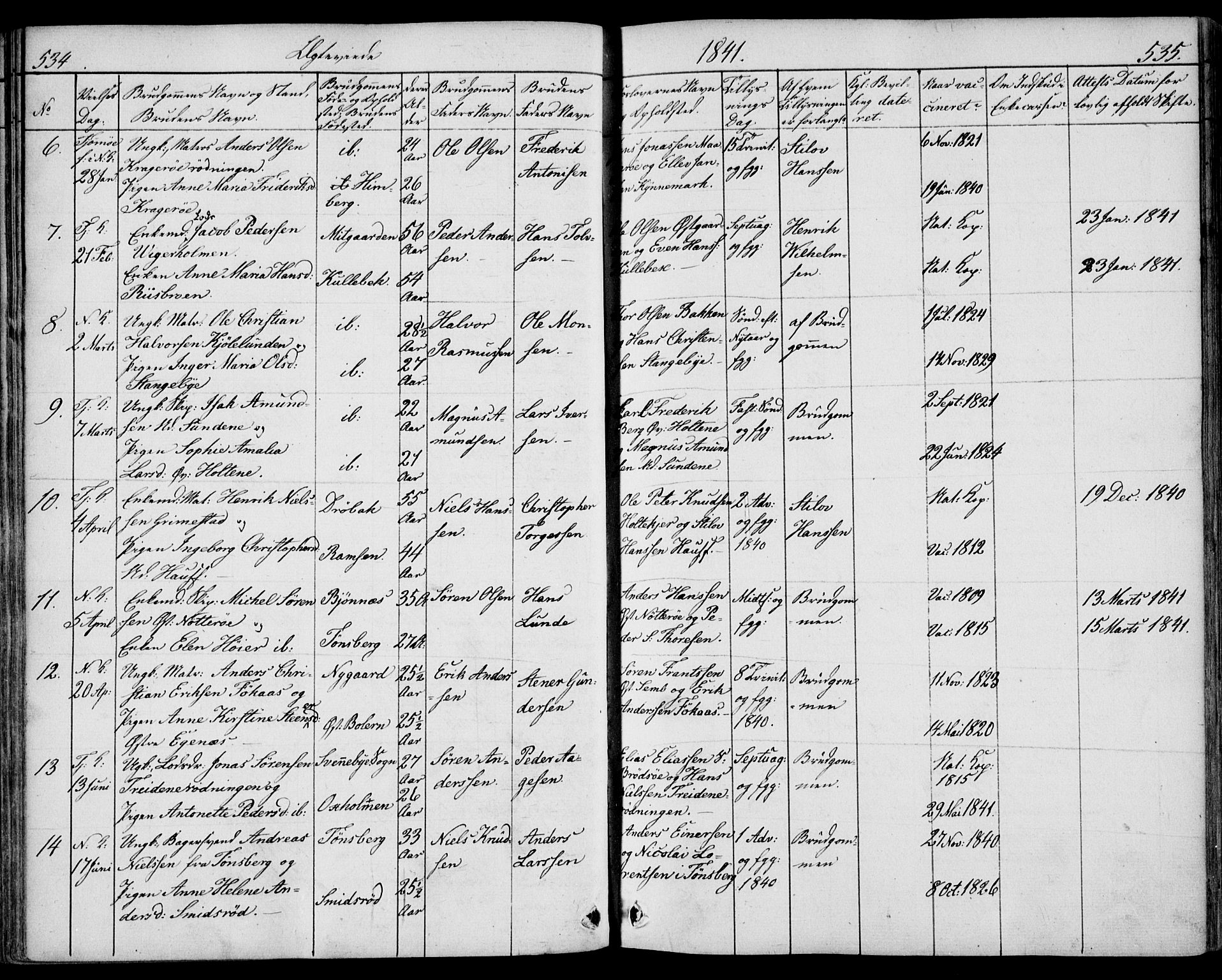 Nøtterøy kirkebøker, AV/SAKO-A-354/F/Fa/L0005: Parish register (official) no. I 5, 1839-1852, p. 534-535