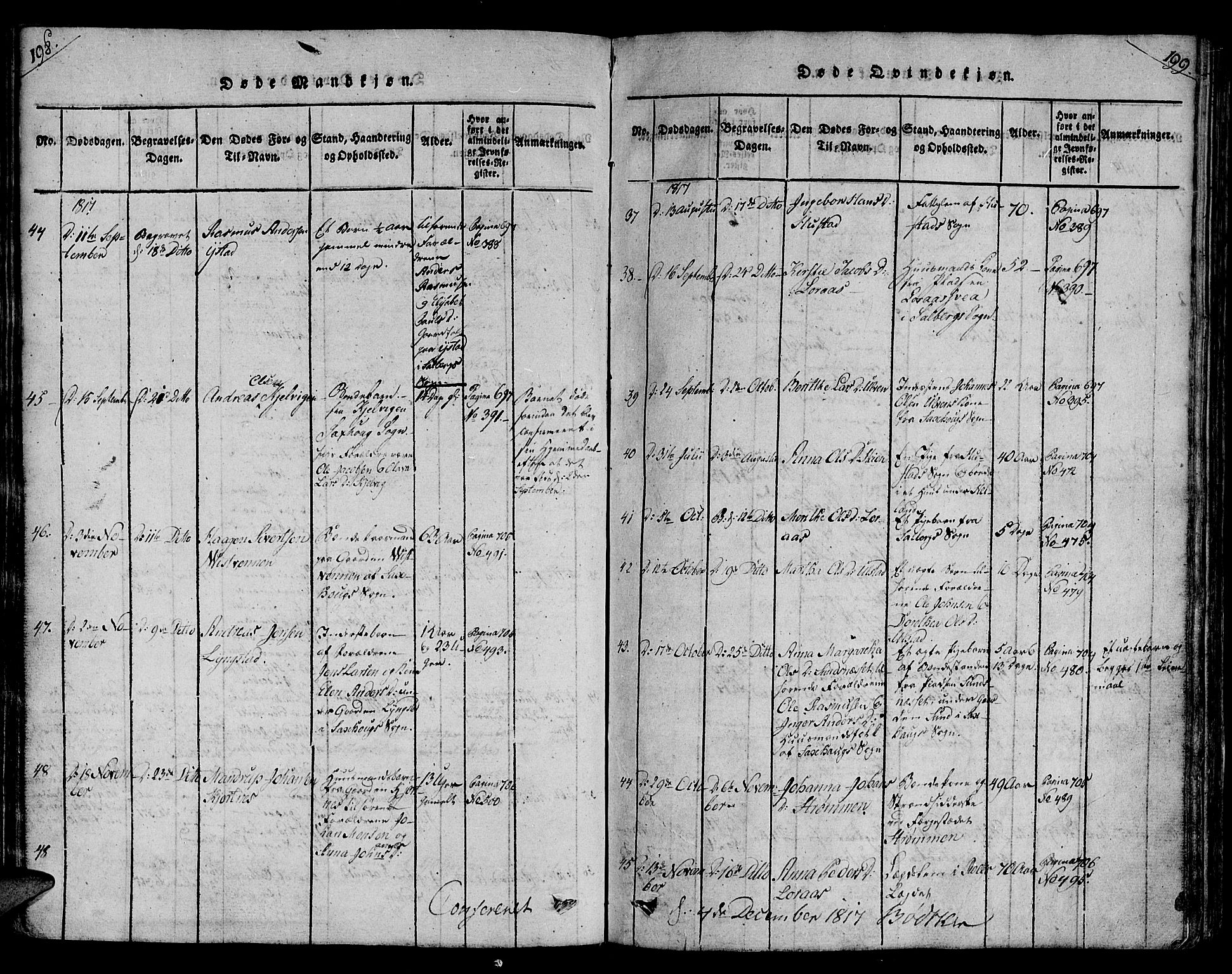 Ministerialprotokoller, klokkerbøker og fødselsregistre - Nord-Trøndelag, AV/SAT-A-1458/730/L0275: Parish register (official) no. 730A04, 1816-1822, p. 198-199