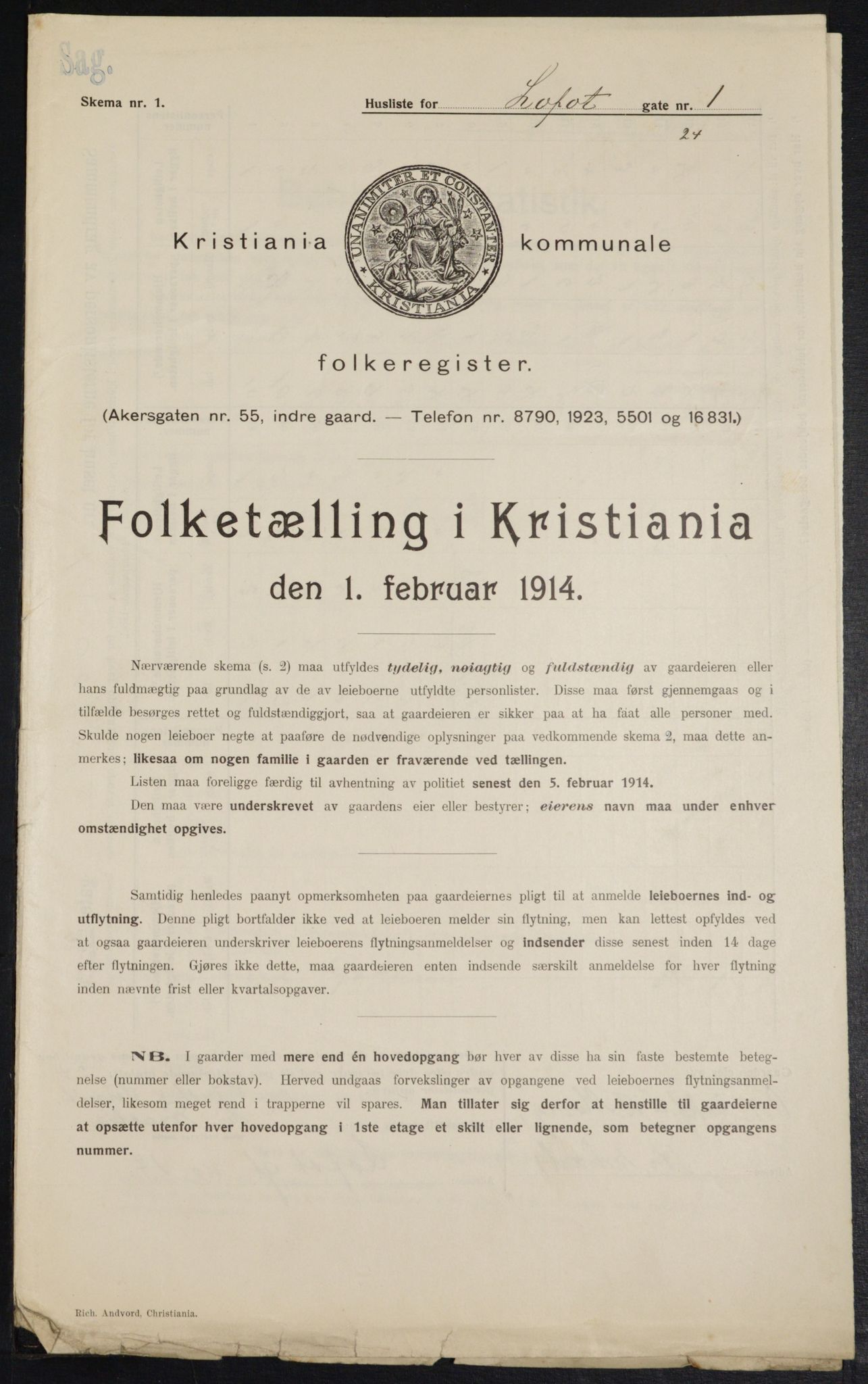 OBA, Municipal Census 1914 for Kristiania, 1914, p. 58269