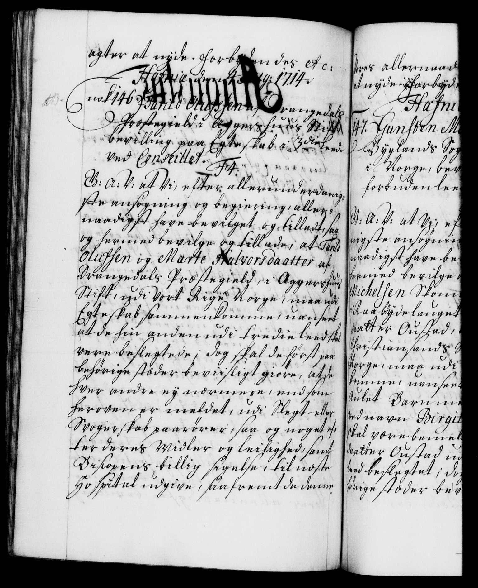 Danske Kanselli 1572-1799, AV/RA-EA-3023/F/Fc/Fca/Fcaa/L0021: Norske registre, 1712-1715, p. 331b