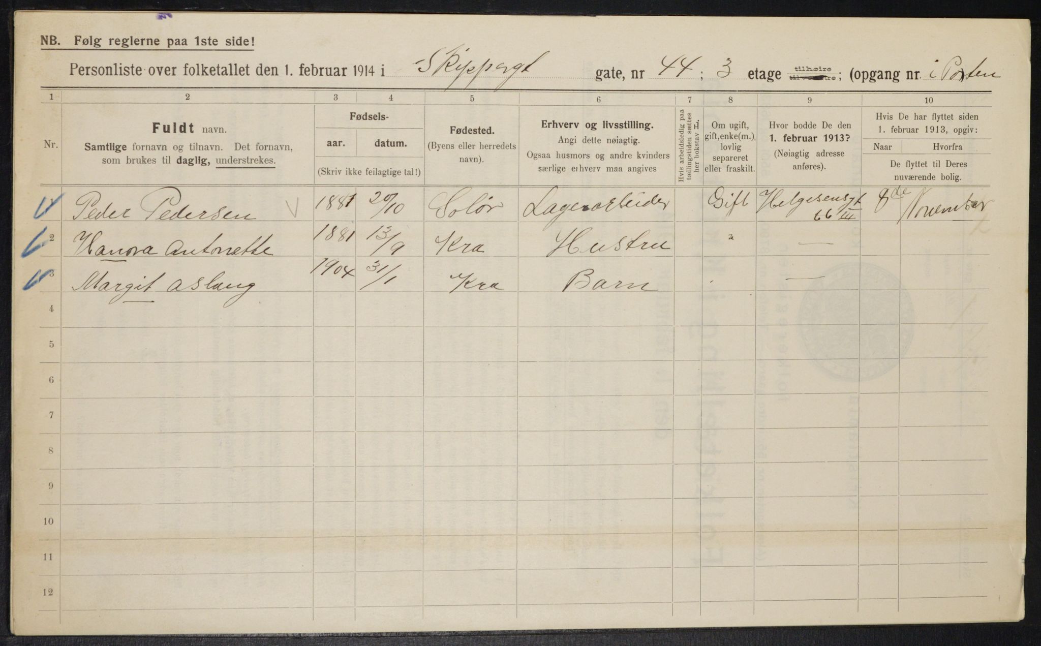 OBA, Municipal Census 1914 for Kristiania, 1914, p. 95649