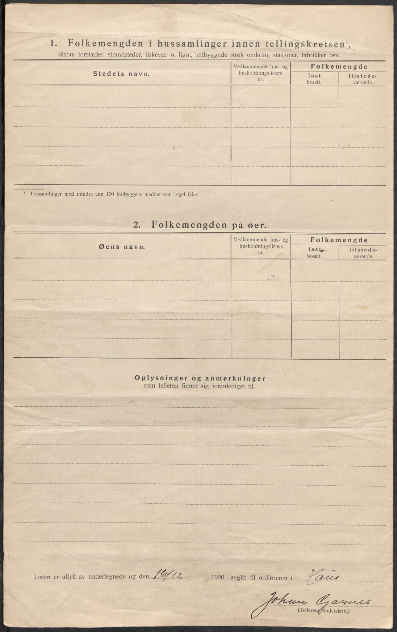 SAB, 1920 census for Haus, 1920, p. 50