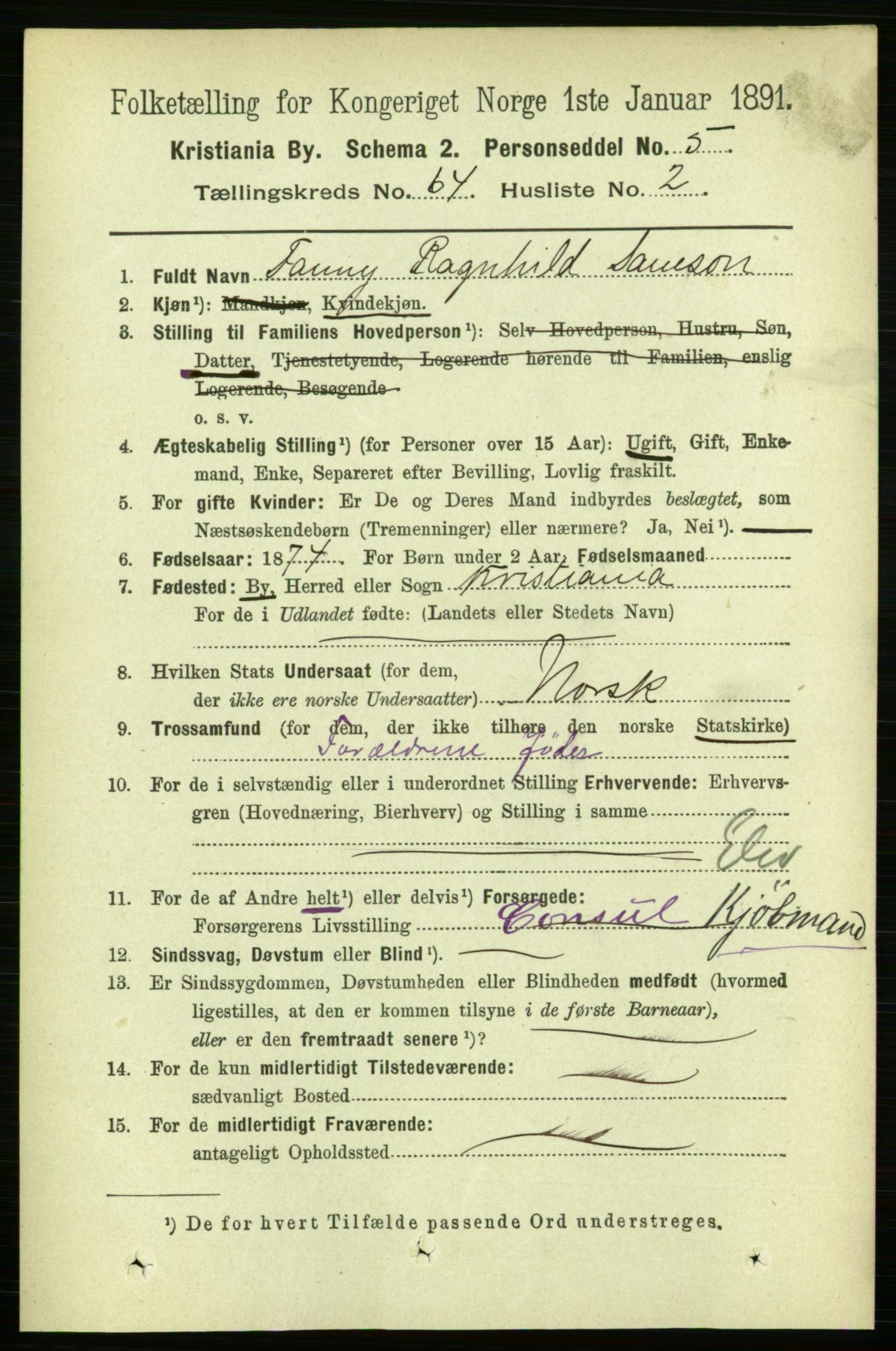 RA, 1891 census for 0301 Kristiania, 1891, p. 34411