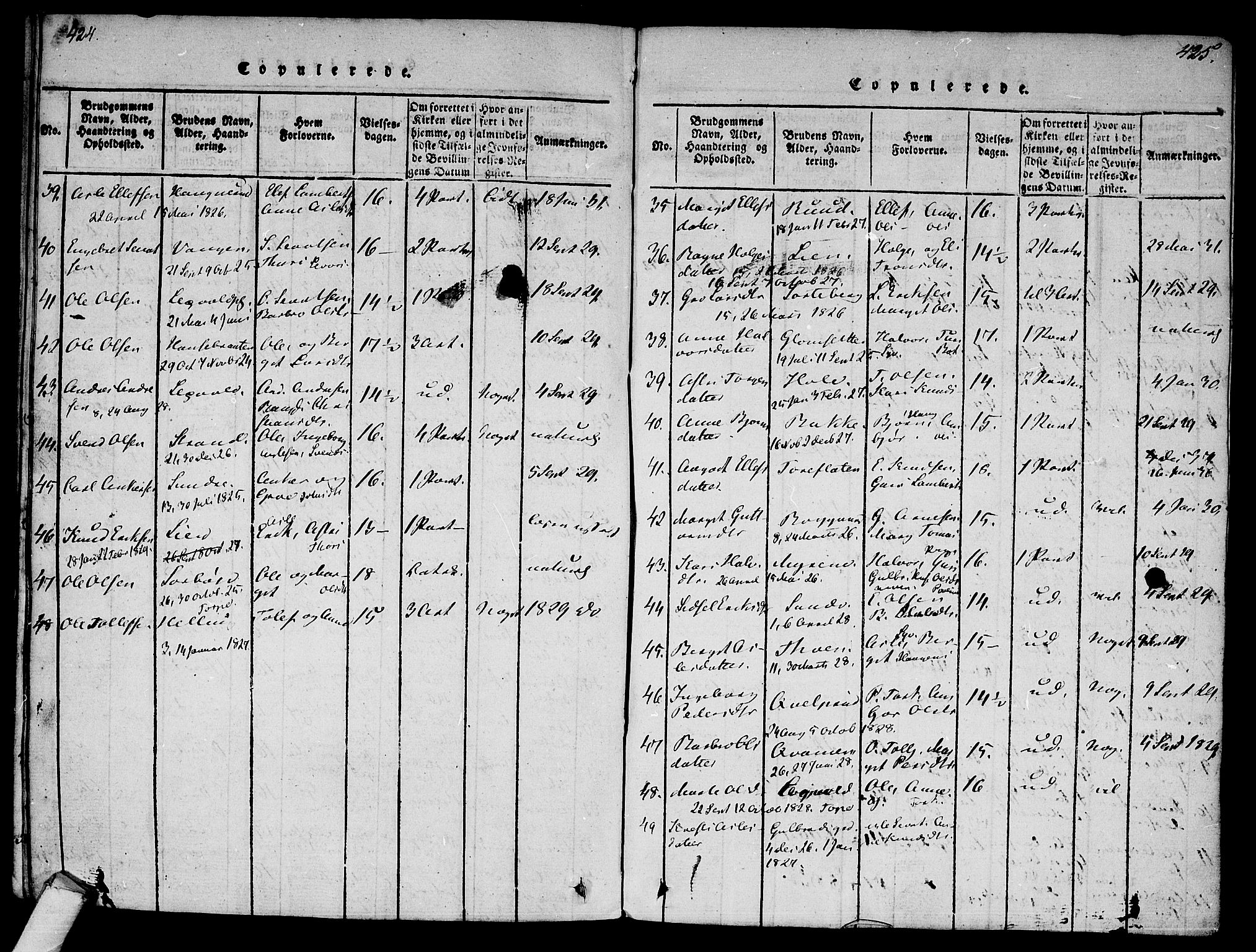 Ål kirkebøker, AV/SAKO-A-249/F/Fa/L0004: Parish register (official) no. I 4, 1815-1825, p. 424-425