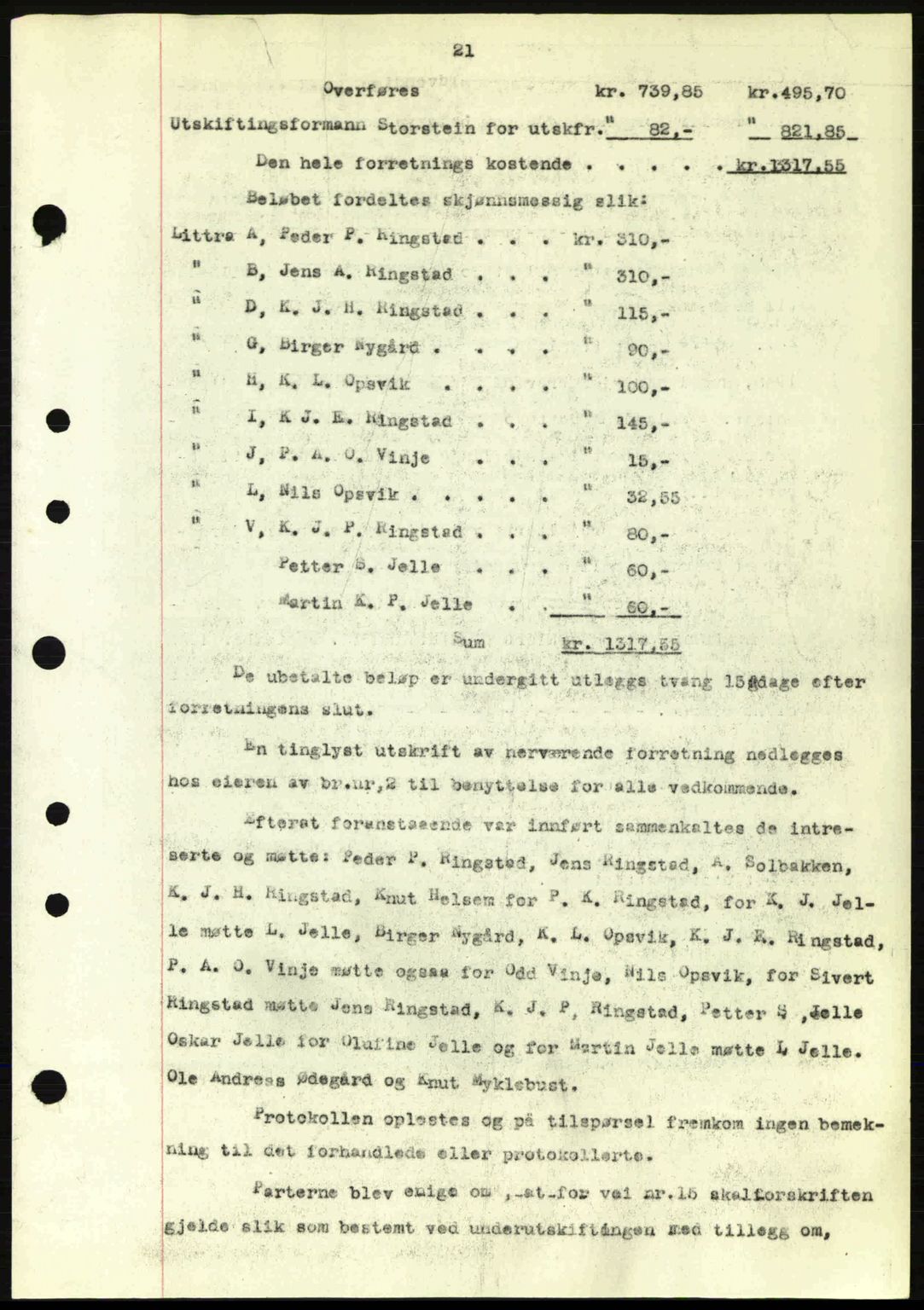 Nordre Sunnmøre sorenskriveri, AV/SAT-A-0006/1/2/2C/2Ca: Mortgage book no. A20a, 1945-1945, Diary no: : 1109/1945