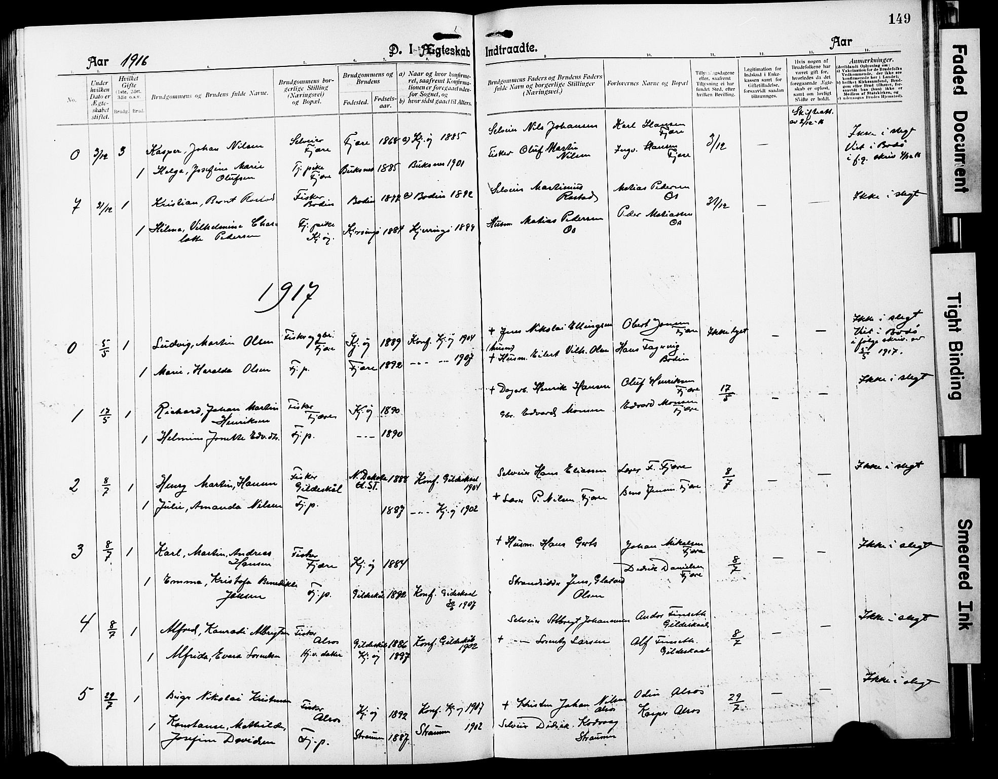 Ministerialprotokoller, klokkerbøker og fødselsregistre - Nordland, SAT/A-1459/803/L0077: Parish register (copy) no. 803C04, 1897-1930, p. 149