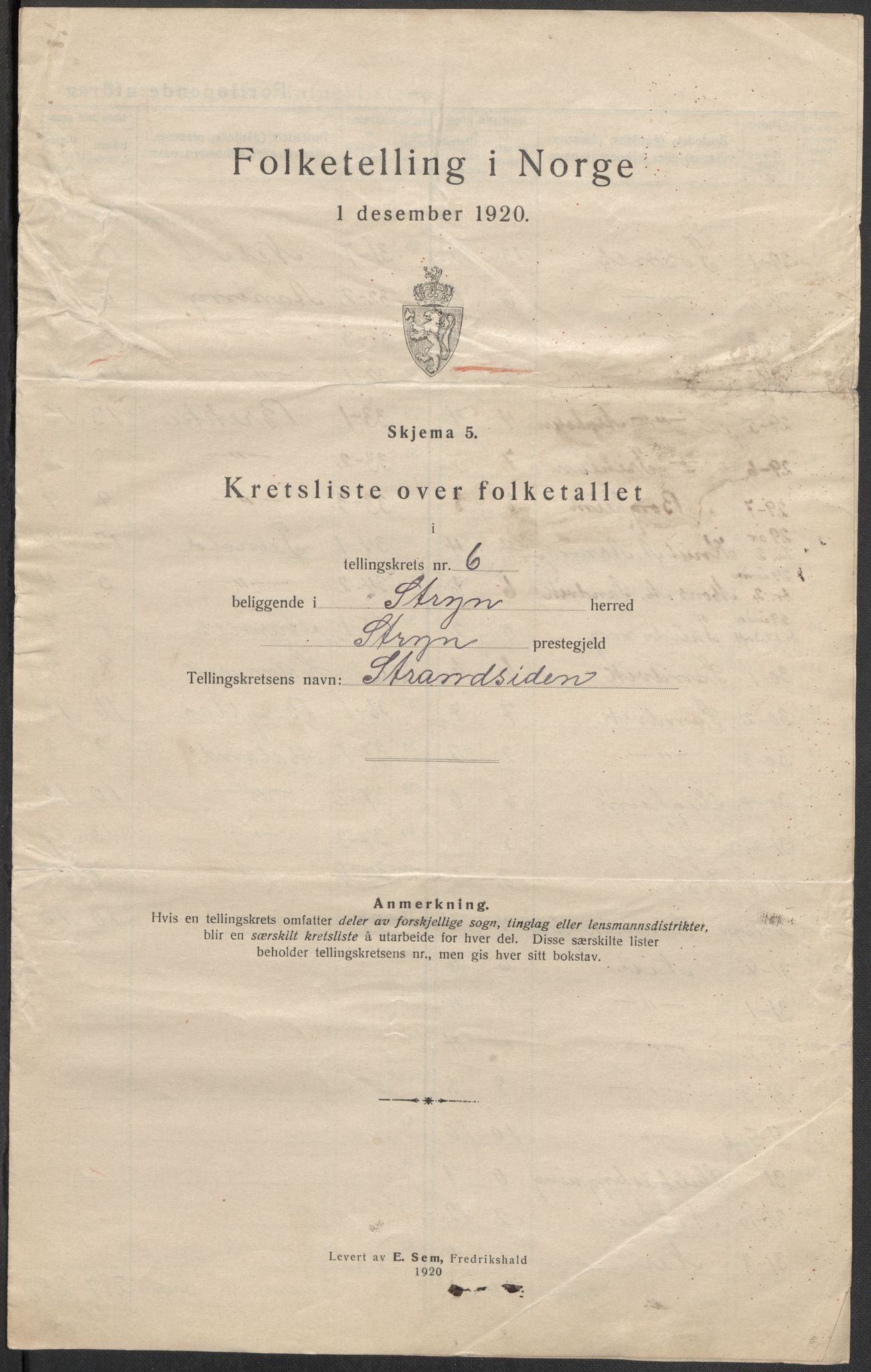 SAB, 1920 census for Stryn, 1920, p. 20