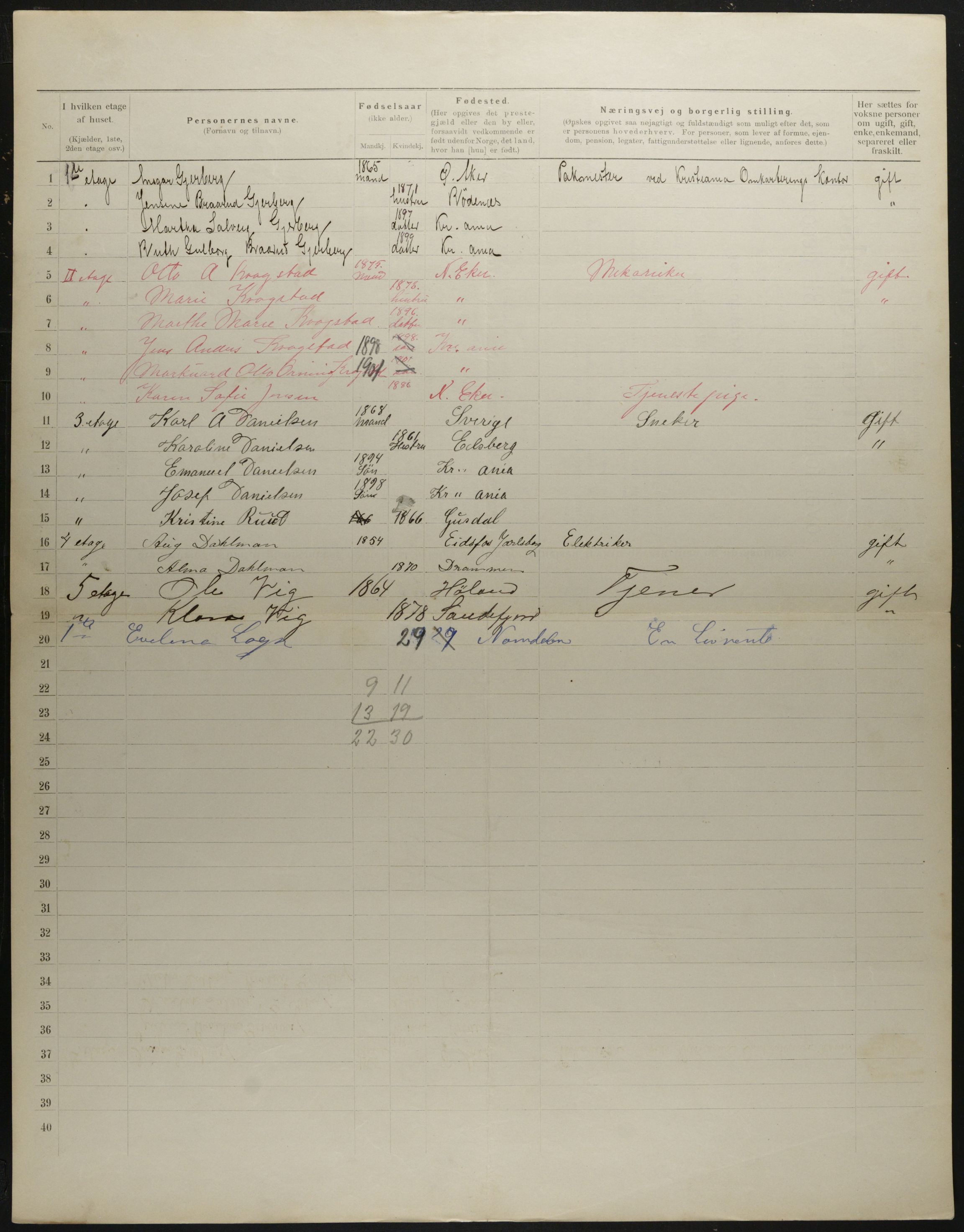 OBA, Municipal Census 1901 for Kristiania, 1901, p. 2963