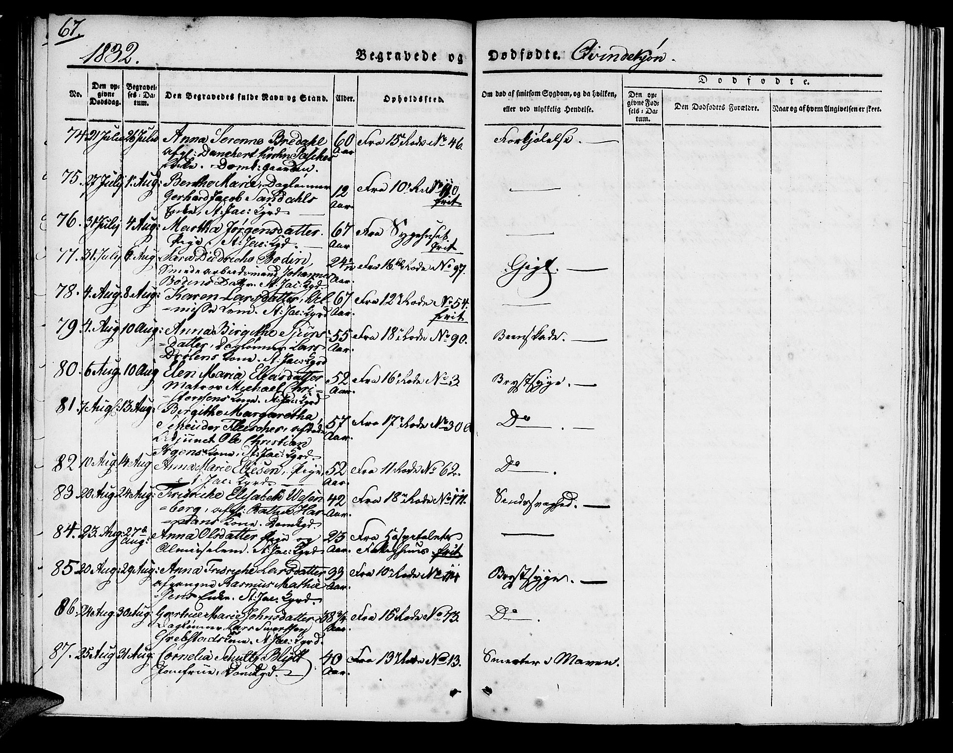 Domkirken sokneprestembete, AV/SAB-A-74801/H/Haa/L0014: Parish register (official) no. A 13, 1830-1837, p. 67