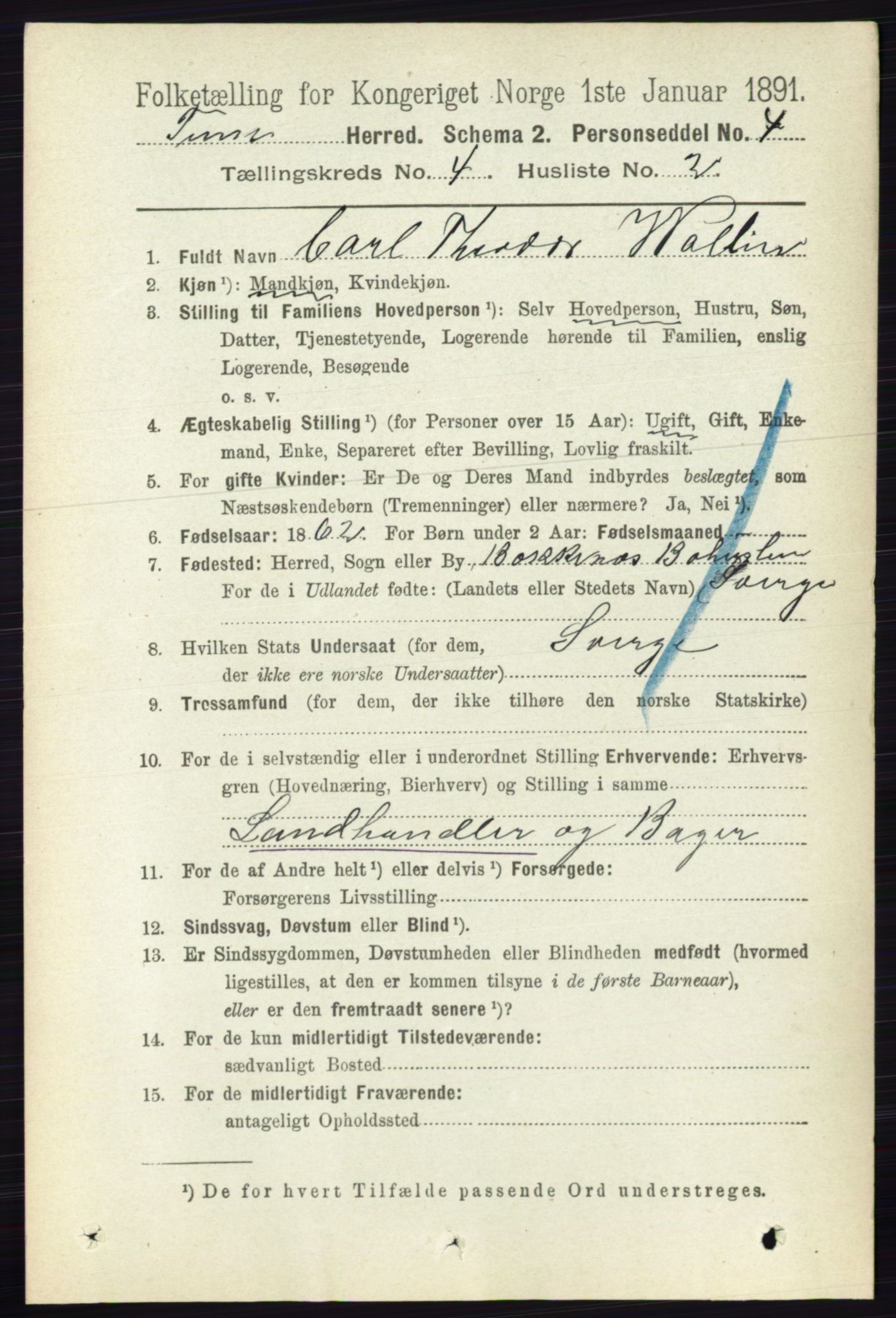 RA, 1891 census for 0130 Tune, 1891, p. 2206