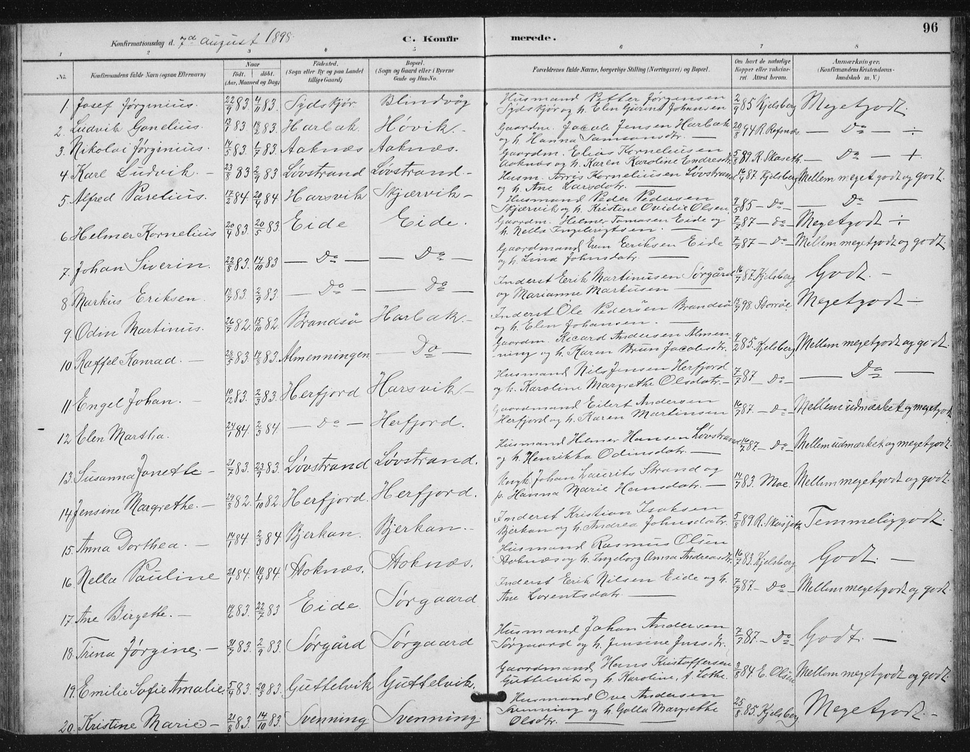 Ministerialprotokoller, klokkerbøker og fødselsregistre - Sør-Trøndelag, SAT/A-1456/656/L0698: Parish register (copy) no. 656C04, 1890-1904, p. 96