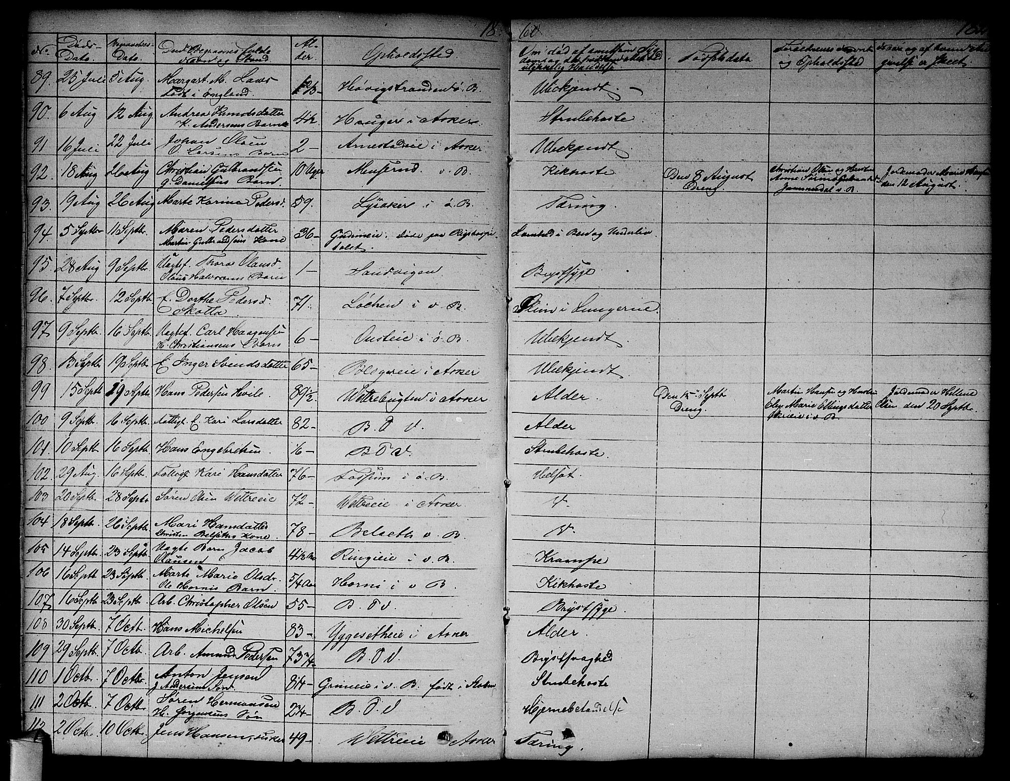 Asker prestekontor Kirkebøker, SAO/A-10256a/F/Fa/L0011: Parish register (official) no. I 11, 1825-1878, p. 182