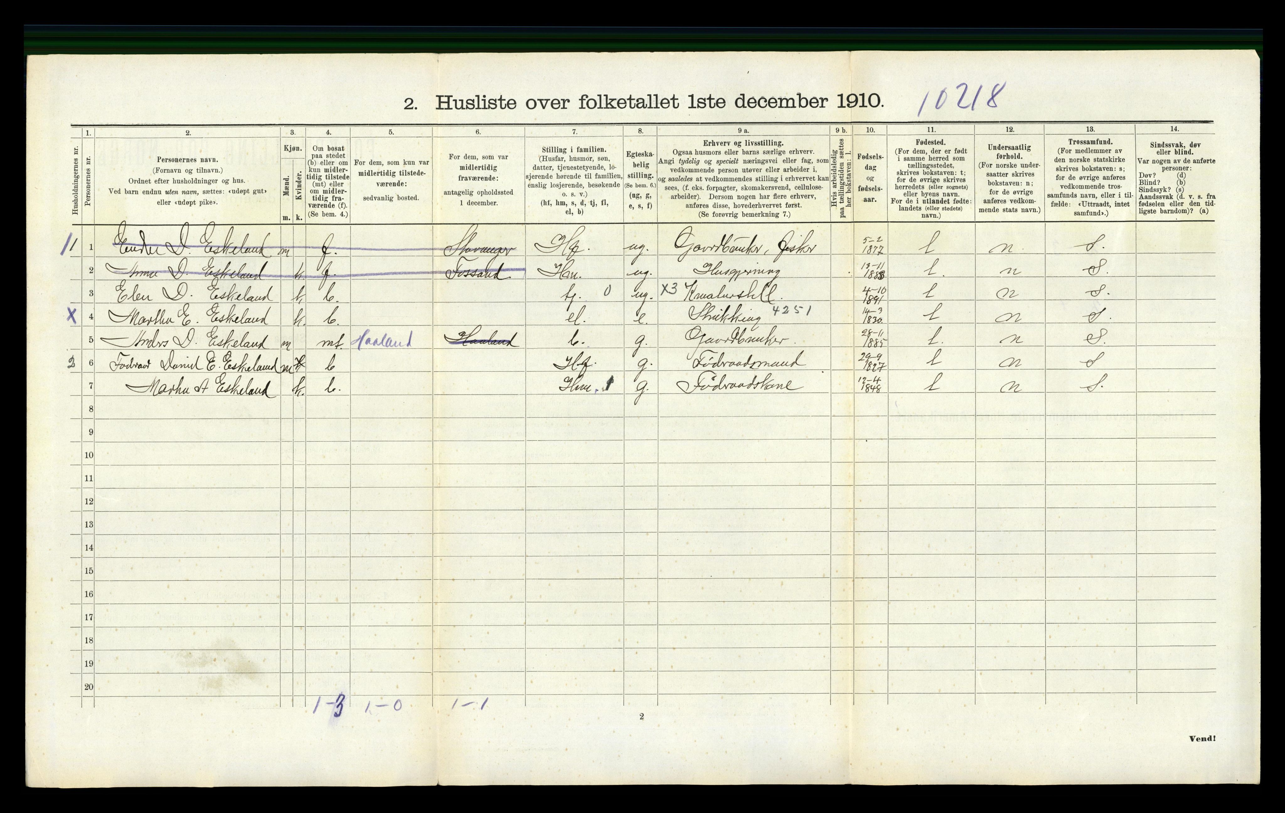 RA, 1910 census for Høle, 1910, p. 357