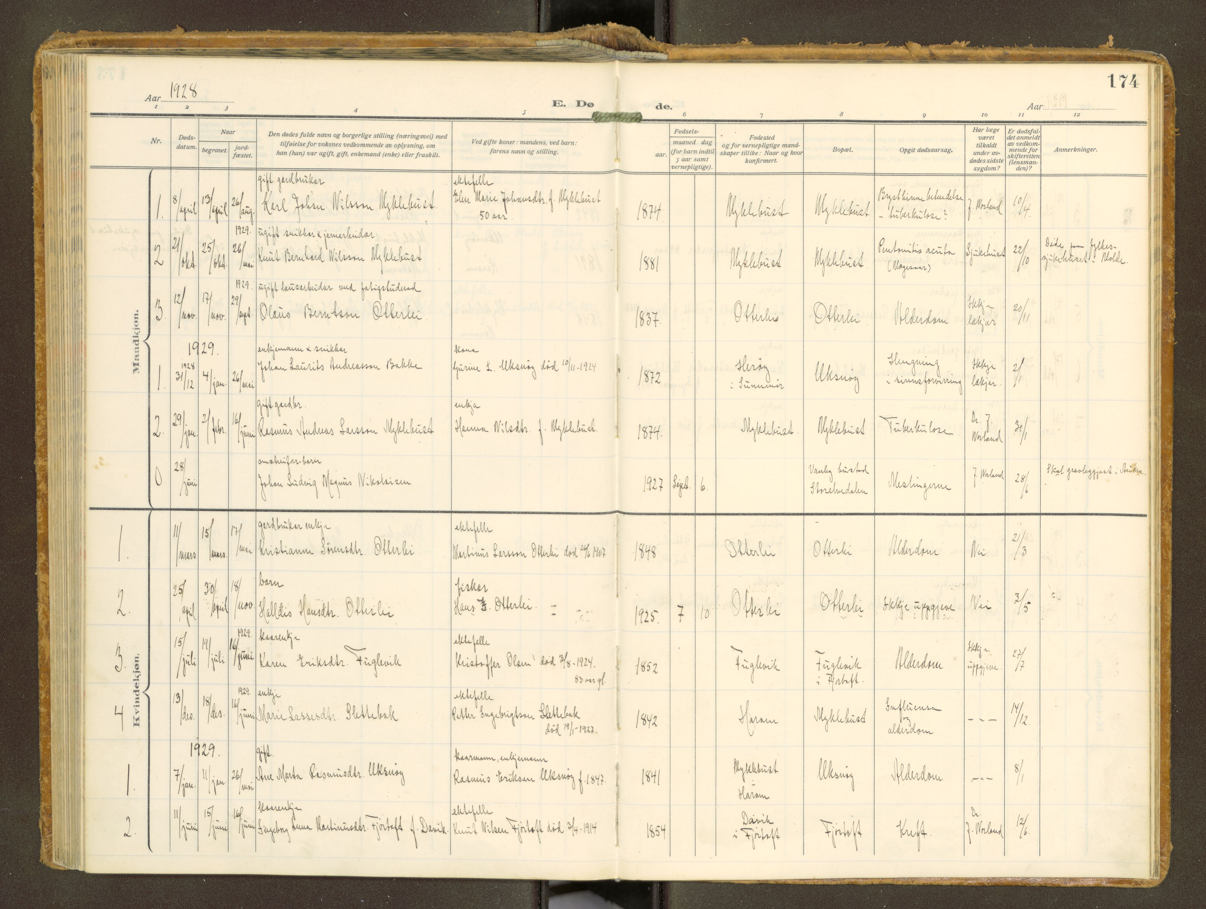 Ministerialprotokoller, klokkerbøker og fødselsregistre - Møre og Romsdal, AV/SAT-A-1454/538/L0528: Parish register (official) no. 538A--, 1911-1935, p. 174