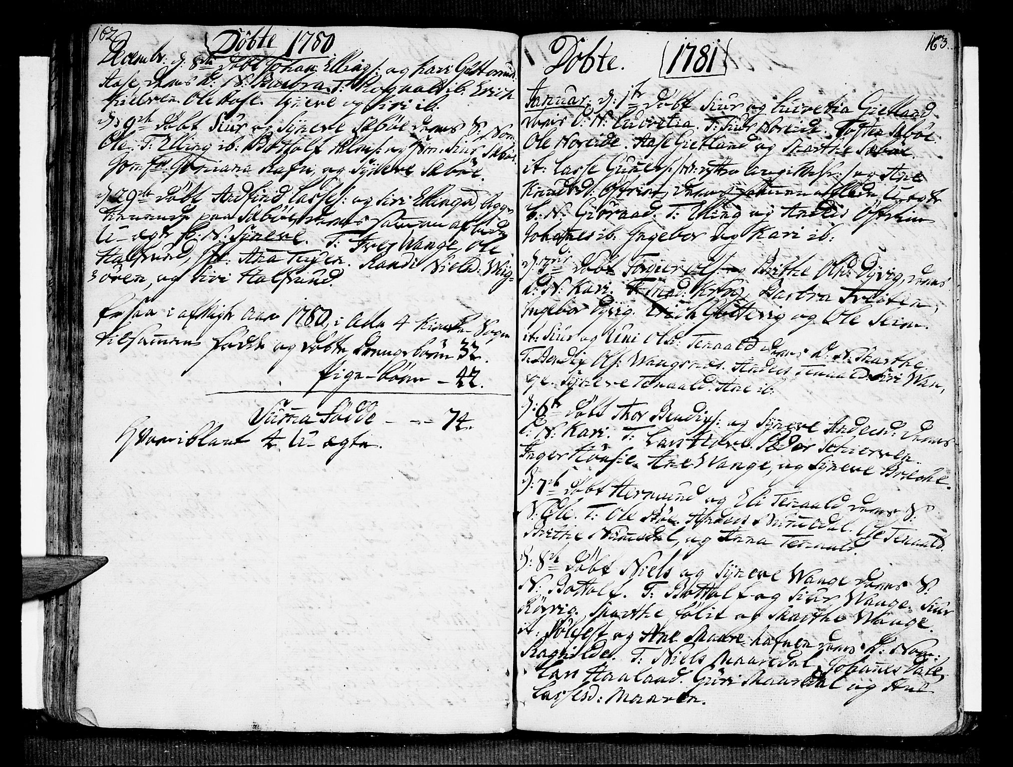 Vik sokneprestembete, AV/SAB-A-81501/H/Haa/Haaa/L0004: Parish register (official) no. A 4, 1772-1783, p. 162-163