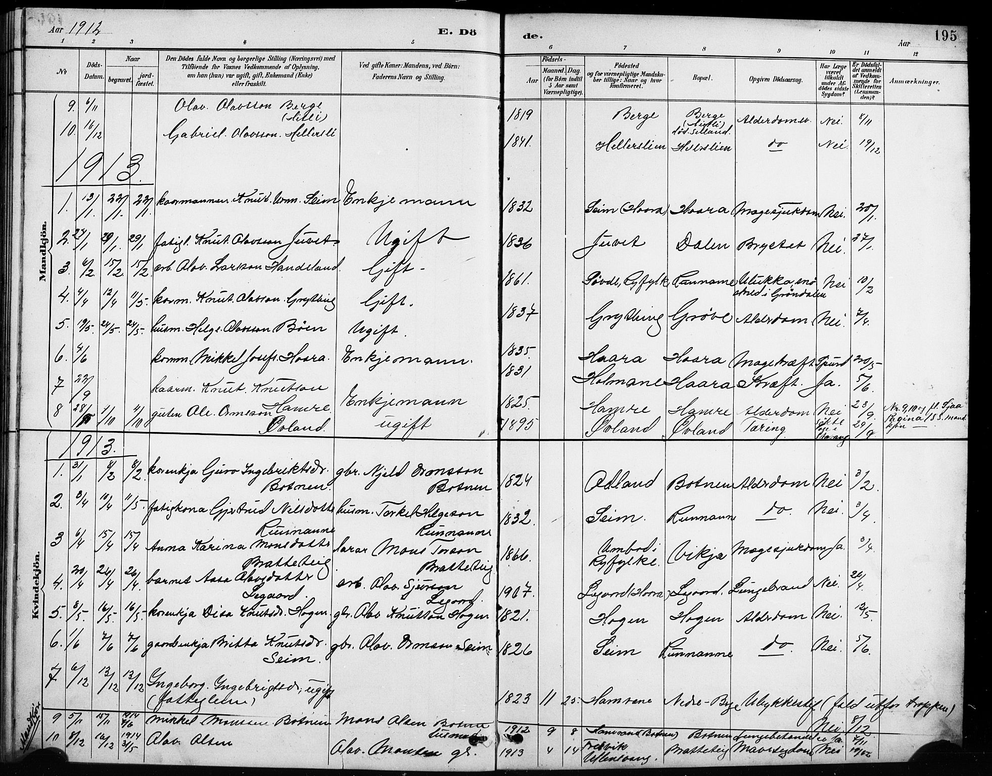 Røldal sokneprestembete, AV/SAB-A-100247: Parish register (copy) no. A 3, 1887-1917, p. 195