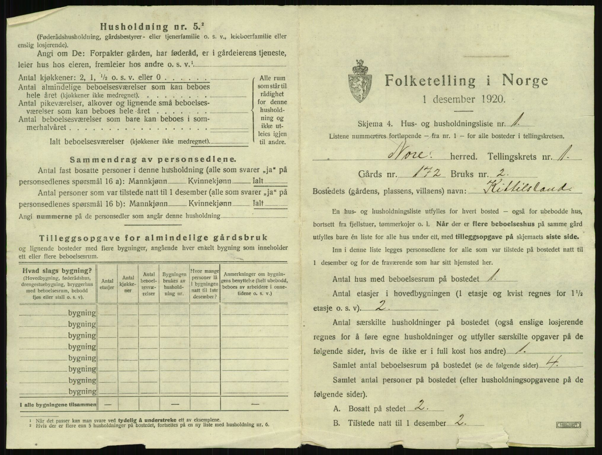 SAKO, 1920 census for Nore, 1920, p. 34