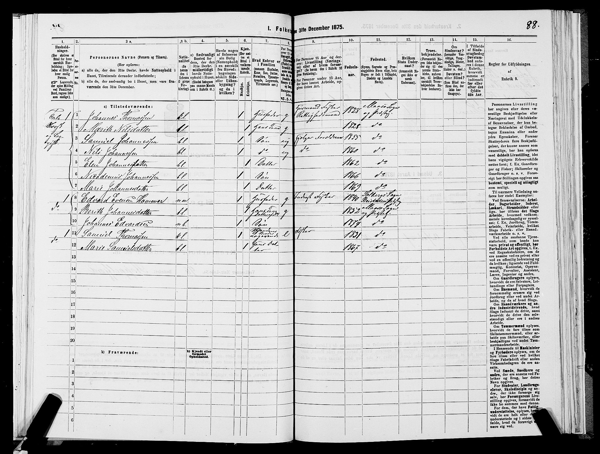 SATØ, 1875 census for 2018P Måsøy, 1875, p. 1088