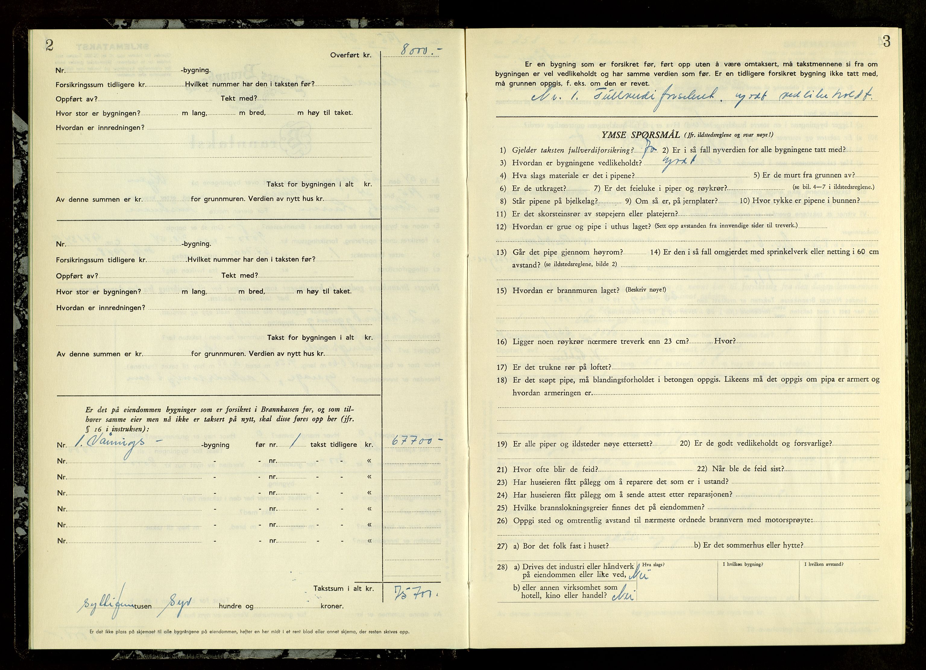 Norges Brannkasse, Furnes, AV/SAH-NBRANF-004/F/L0007: Branntakstprotokoll, 1954-1955, p. 2-3