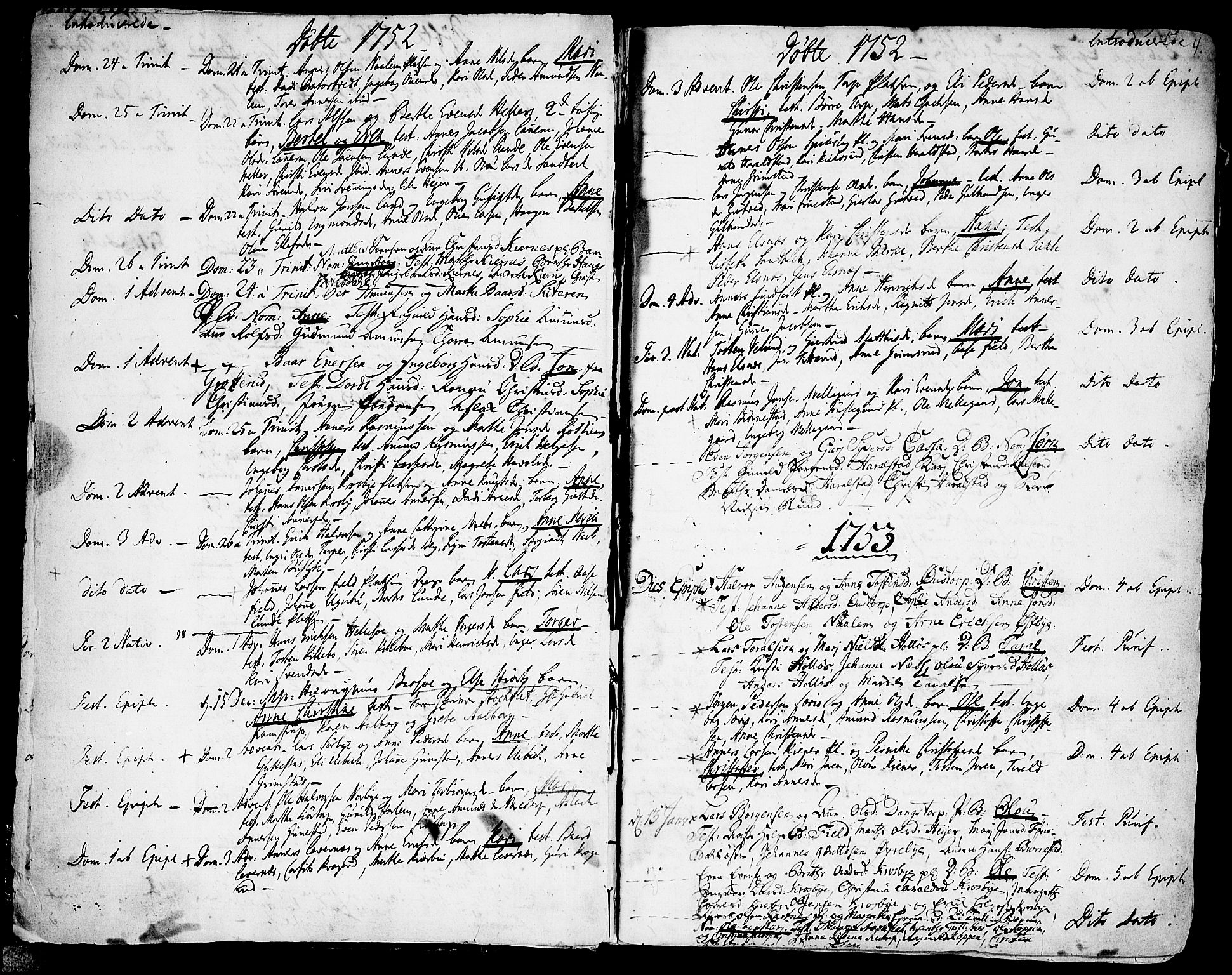 Rakkestad prestekontor Kirkebøker, SAO/A-2008/F/Fa/L0003: Parish register (official) no. I 3, 1752-1777, p. 4
