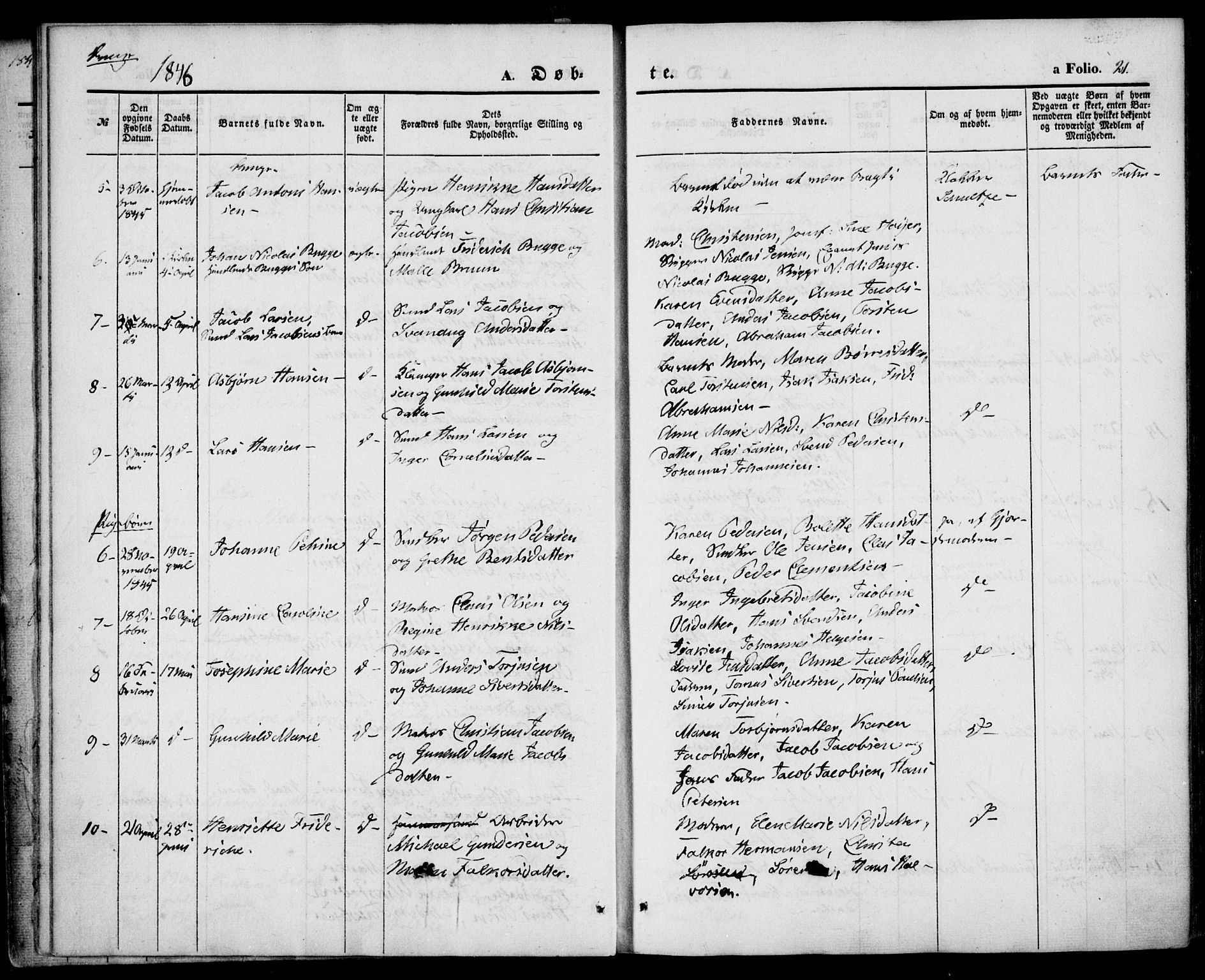 Larvik kirkebøker, AV/SAKO-A-352/F/Fb/L0003: Parish register (official) no. II 3, 1842-1856, p. 21