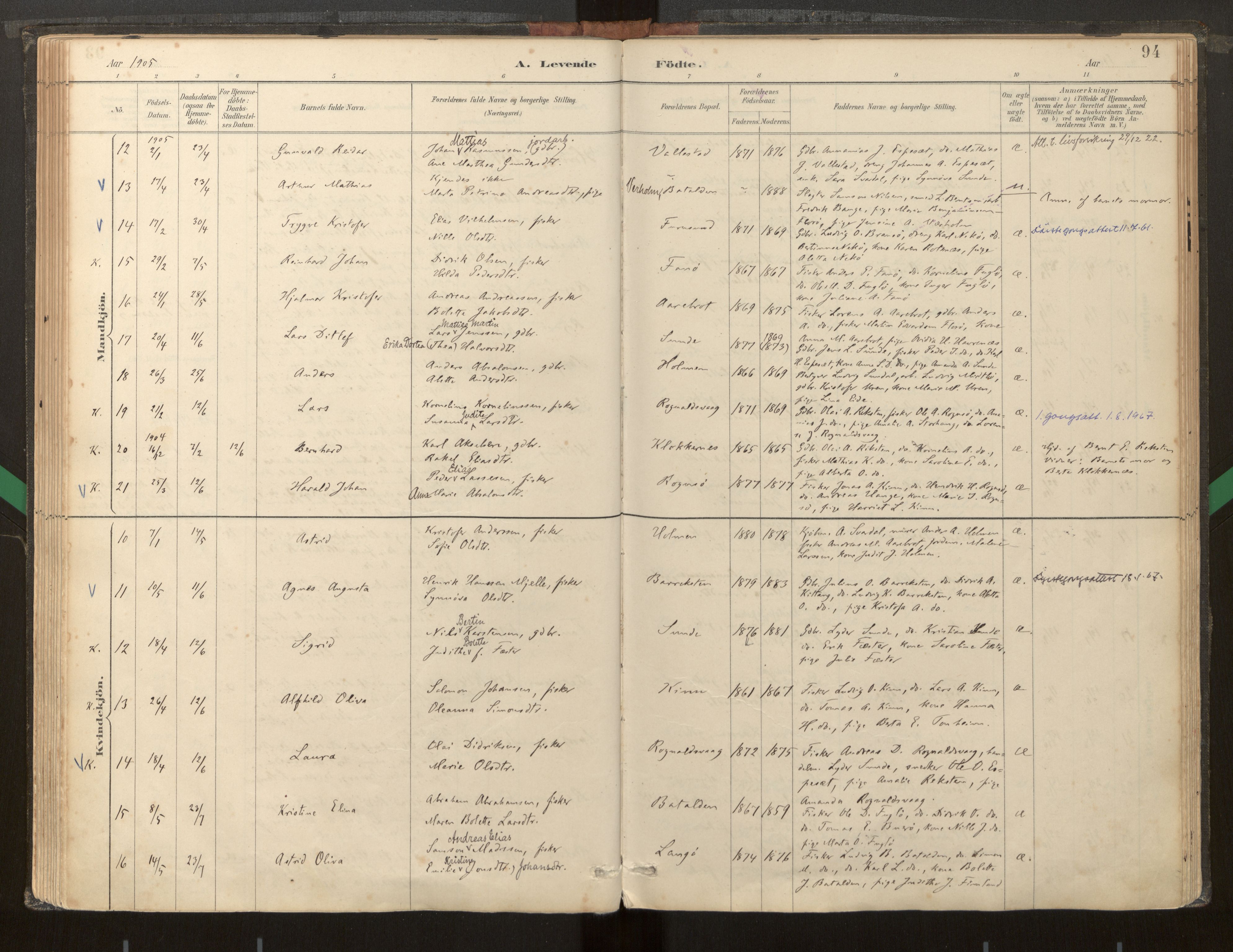 Kinn sokneprestembete, AV/SAB-A-80801/H/Haa/Haab/L0001: Parish register (official) no. B 1, 1886-1921, p. 94