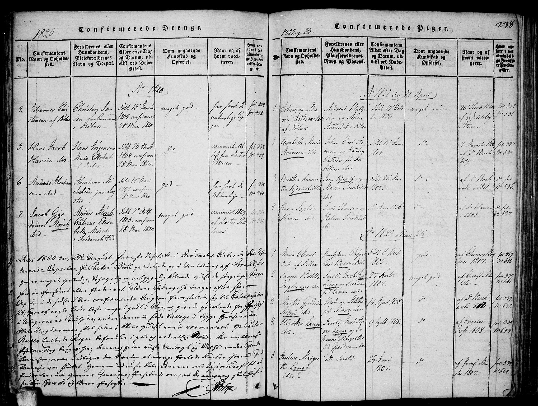 Drøbak prestekontor Kirkebøker, SAO/A-10142a/F/Fa/L0001: Parish register (official) no. I 1, 1816-1842, p. 238