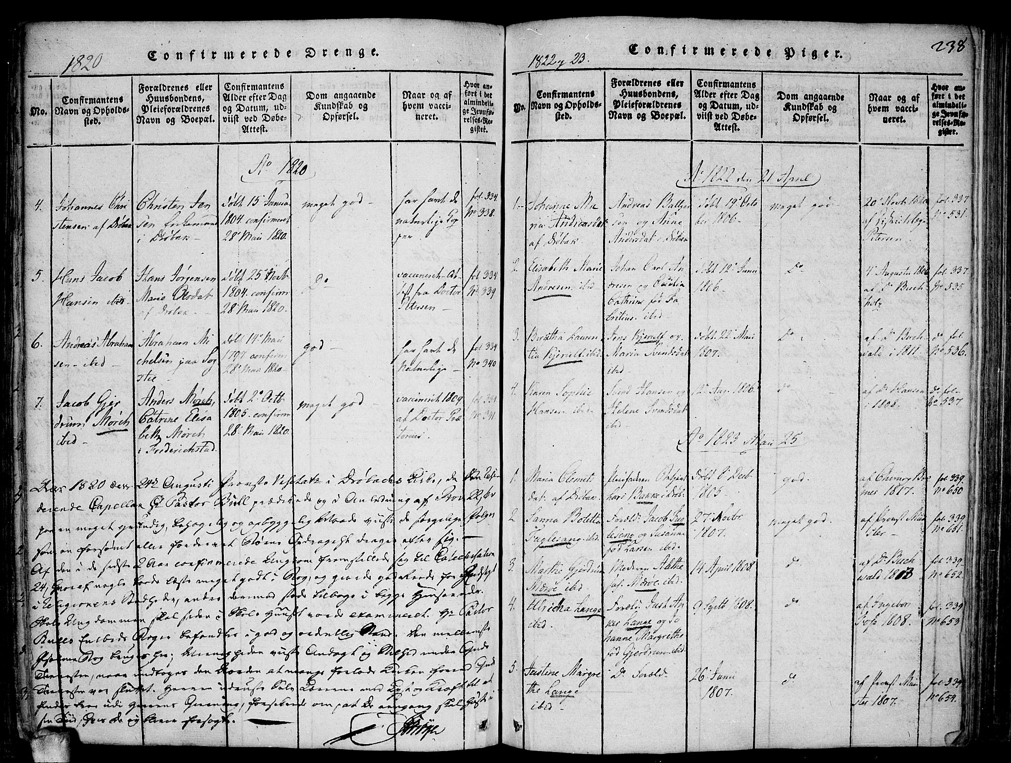 Drøbak prestekontor Kirkebøker, AV/SAO-A-10142a/F/Fa/L0001: Parish register (official) no. I 1, 1816-1842, p. 238