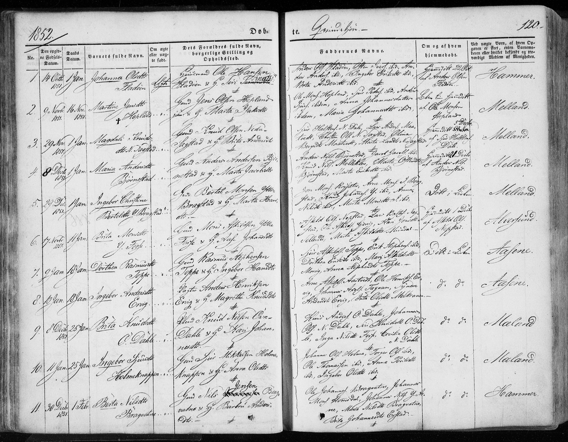 Hamre sokneprestembete, SAB/A-75501/H/Ha/Haa/Haaa/L0013: Parish register (official) no. A 13, 1846-1857, p. 120